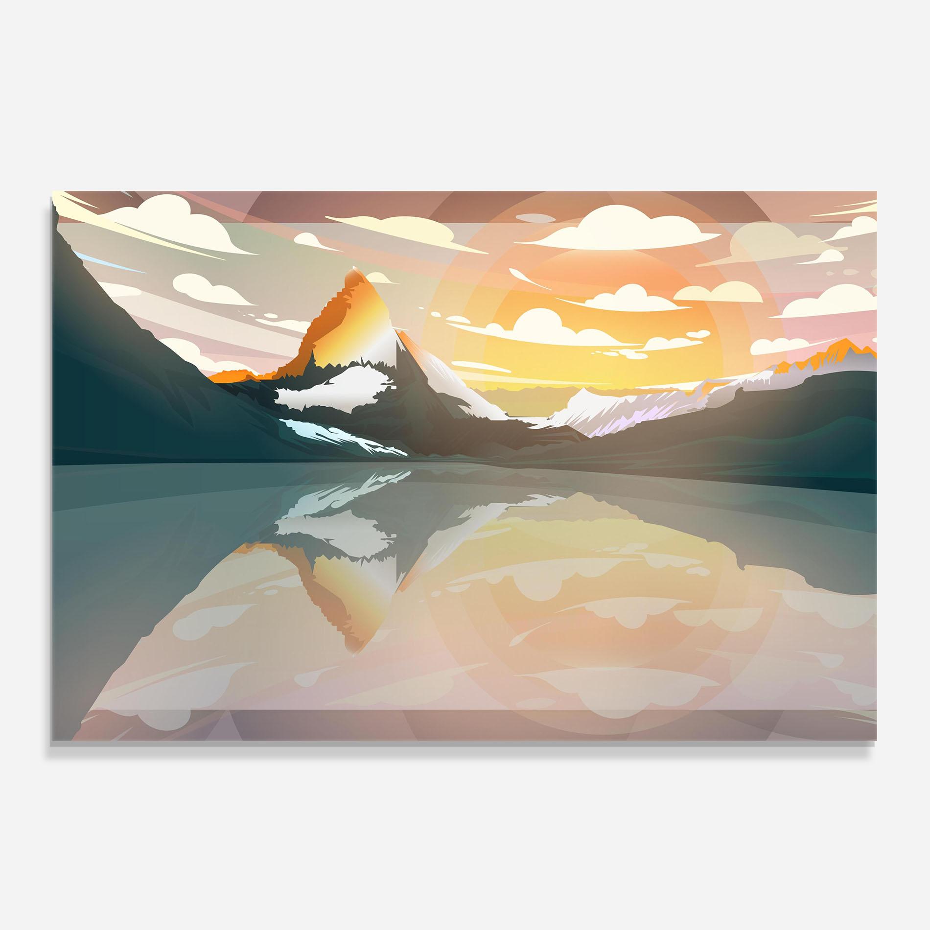 Panel Szklany do Kuchni Green Mountain Lake mockup 0