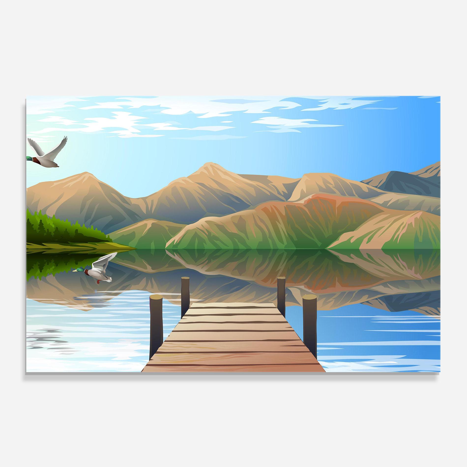 Panel Szklany do Kuchni Morning Lake mockup 0