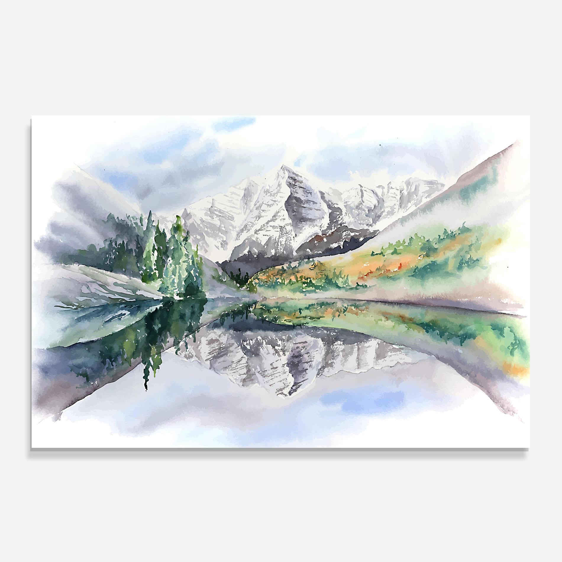 Panel Szklany do Kuchni Mountain Lake Paint mockup 0