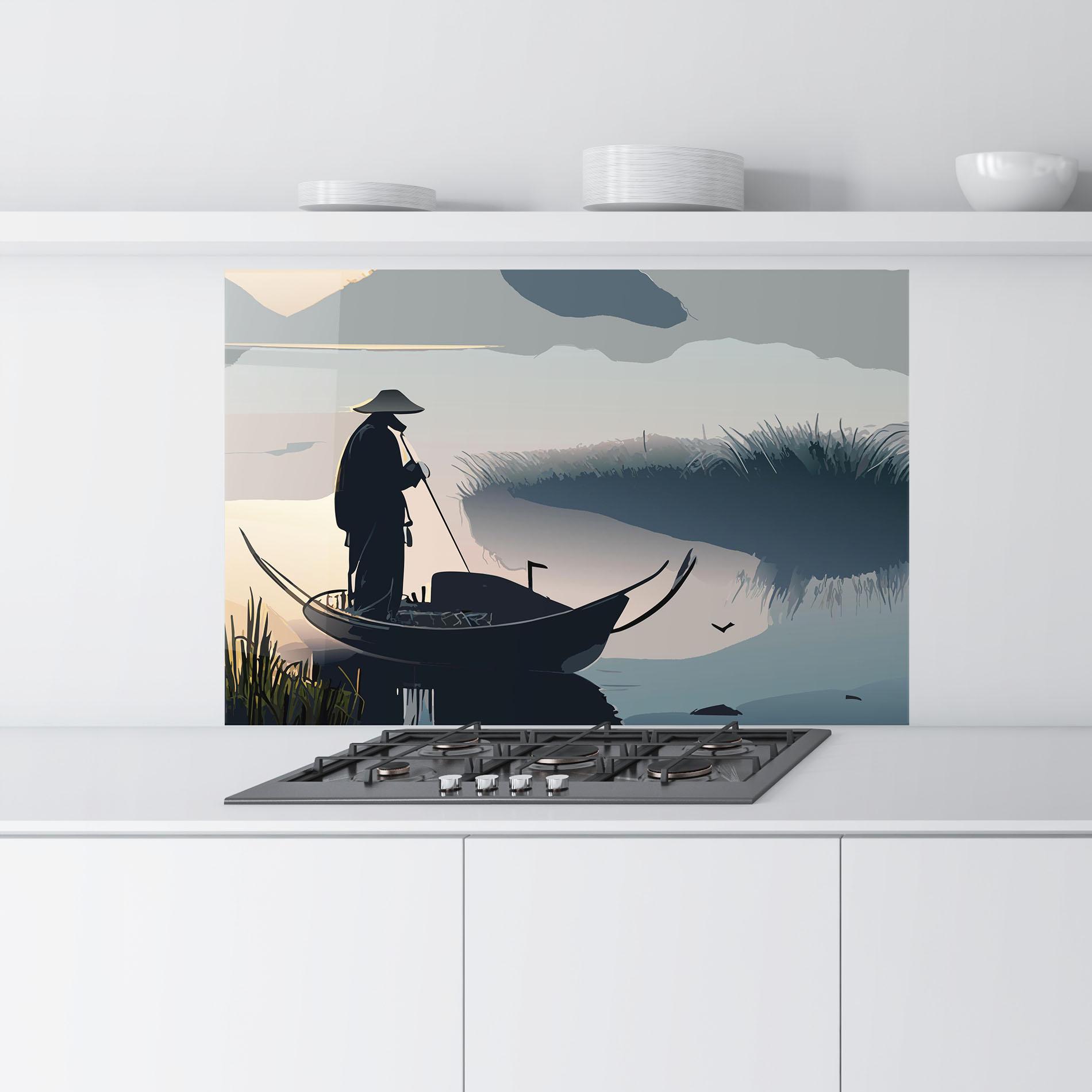 Panel Szklany do Kuchni Japan Lake Man mockup 9