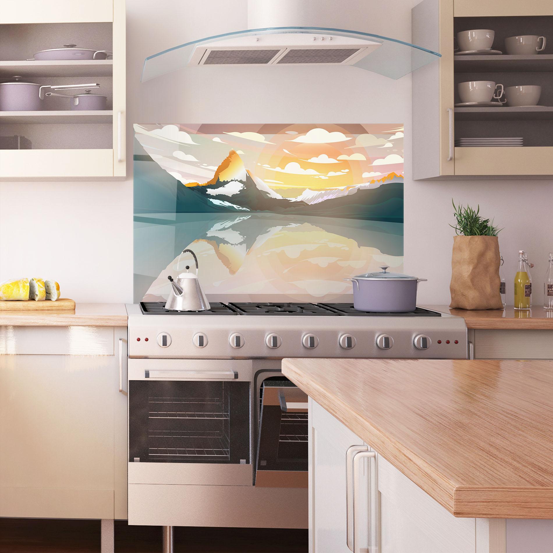 Panel Szklany do Kuchni Green Mountain Lake mockup 1