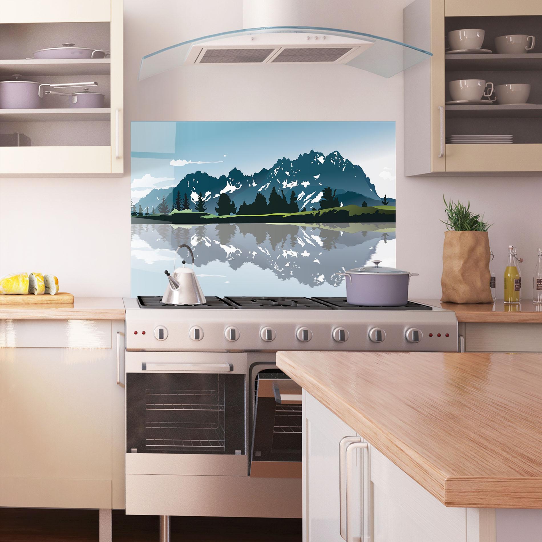 Panel Szklany do Kuchni Lake Blue Mountain mockup 1