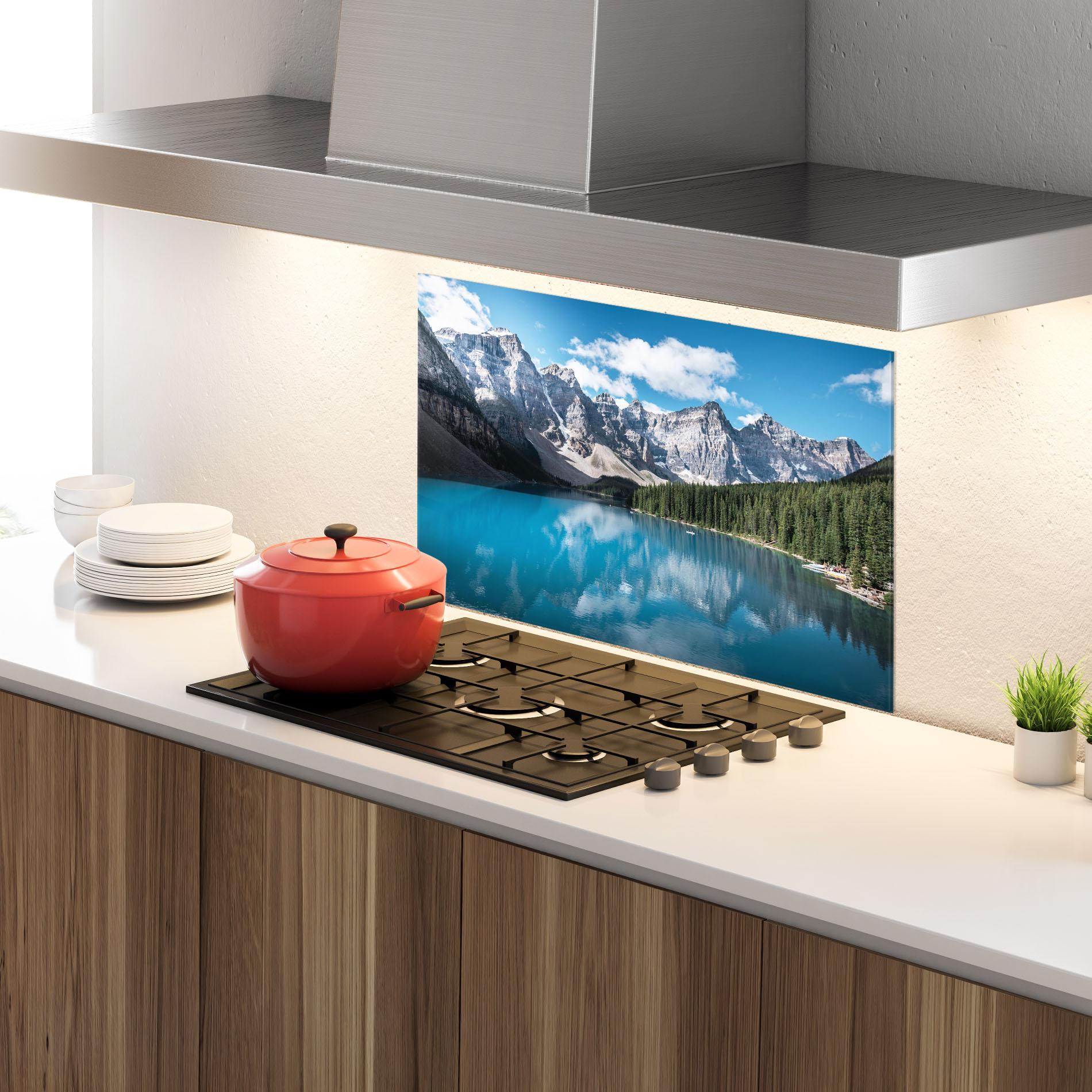 Panel Szklany do Kuchni Beautiful Lake Canada mockup 4