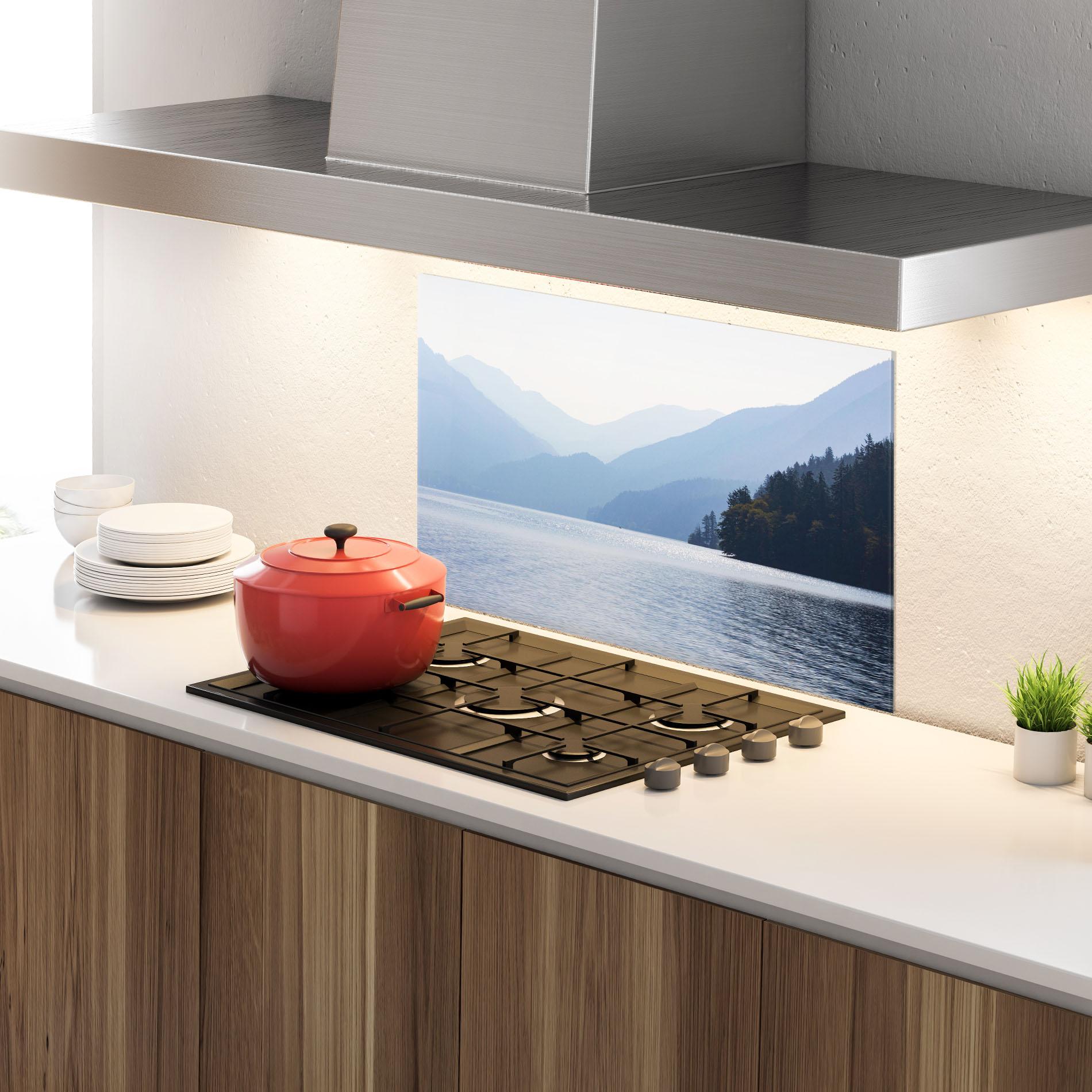 Panel Szklany do Kuchni Grey Lake View mockup 4