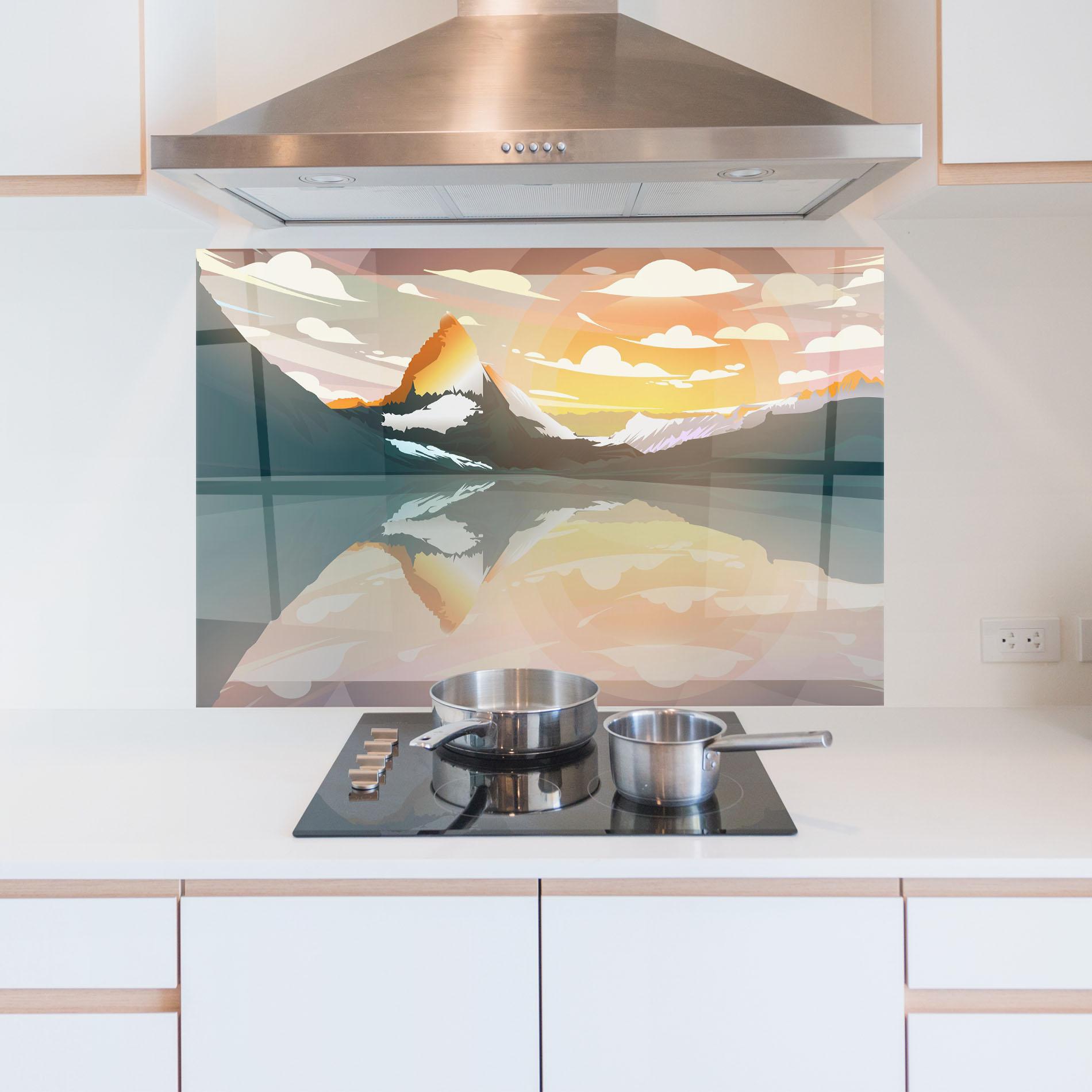 Panel Szklany do Kuchni Green Mountain Lake mockup 5