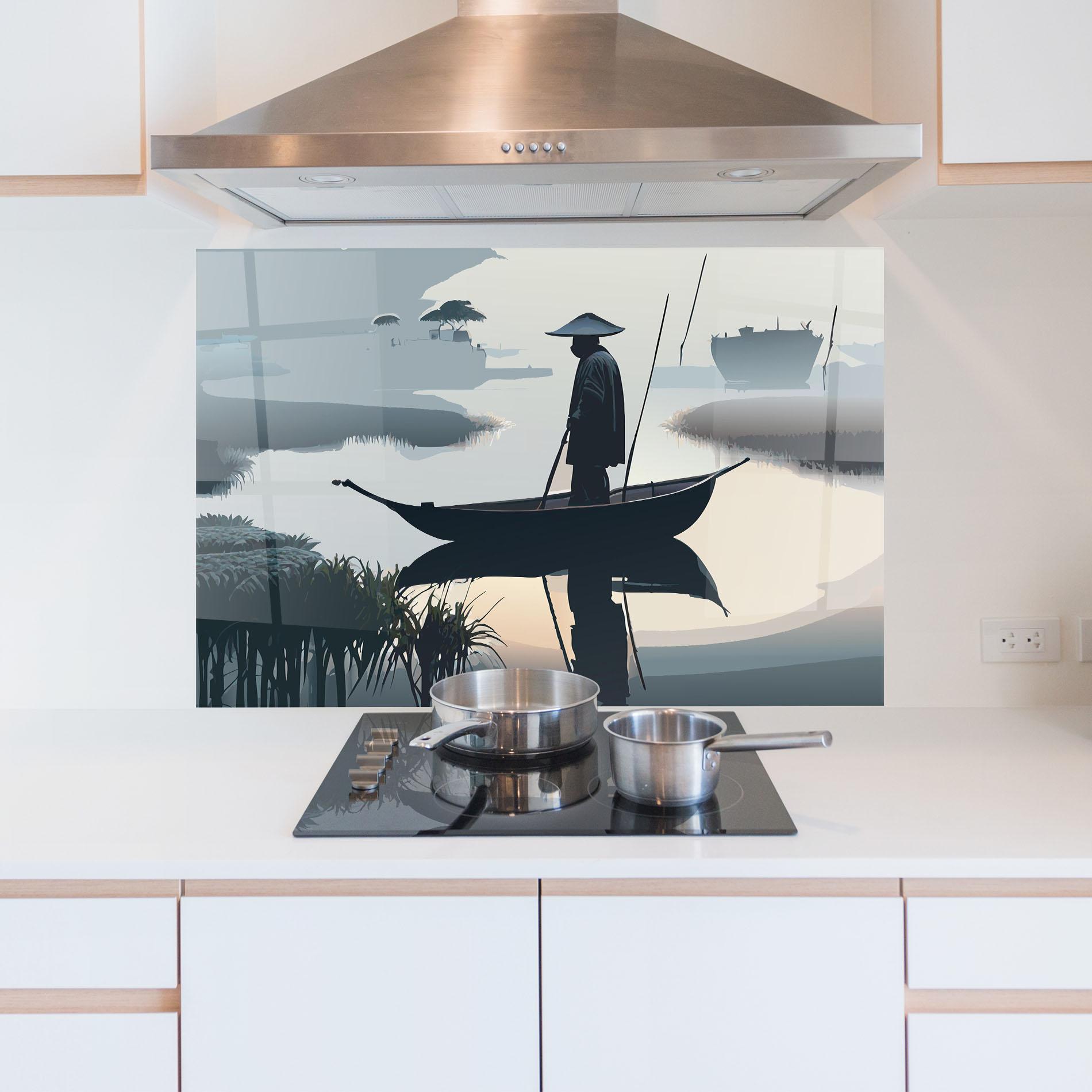 Panel Szklany do Kuchni Japan Fisherman mockup 5