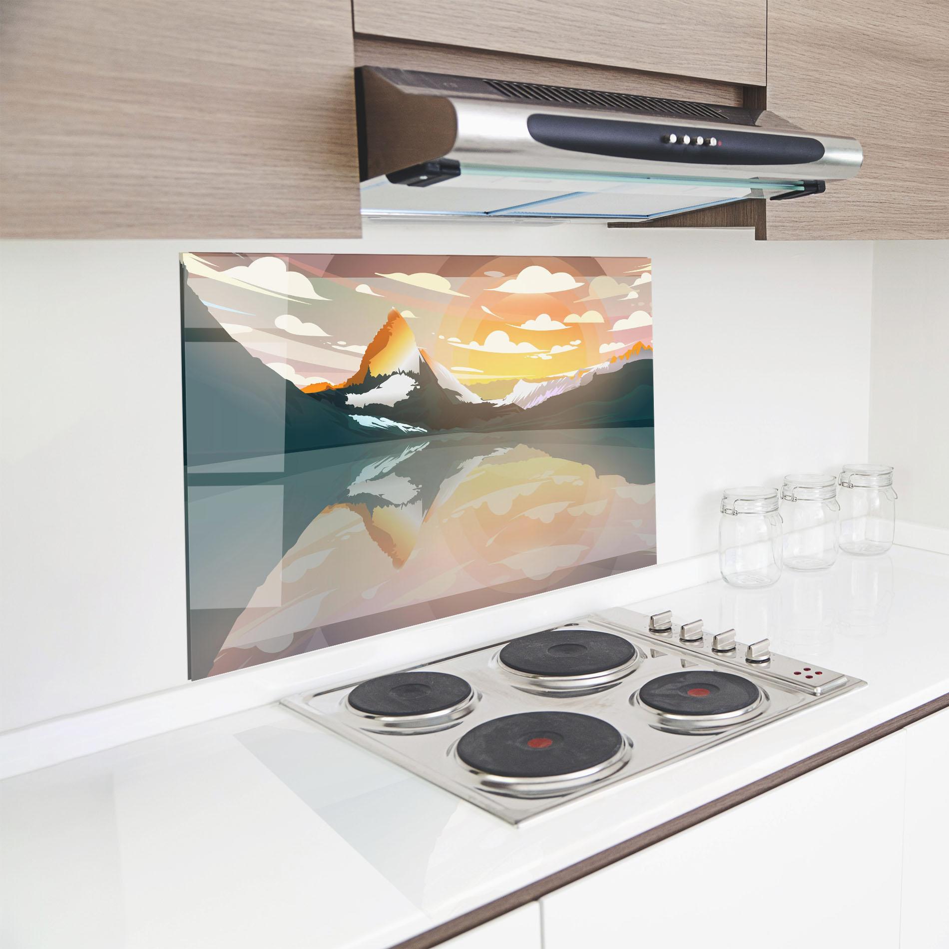 Panel Szklany do Kuchni Green Mountain Lake mockup 8