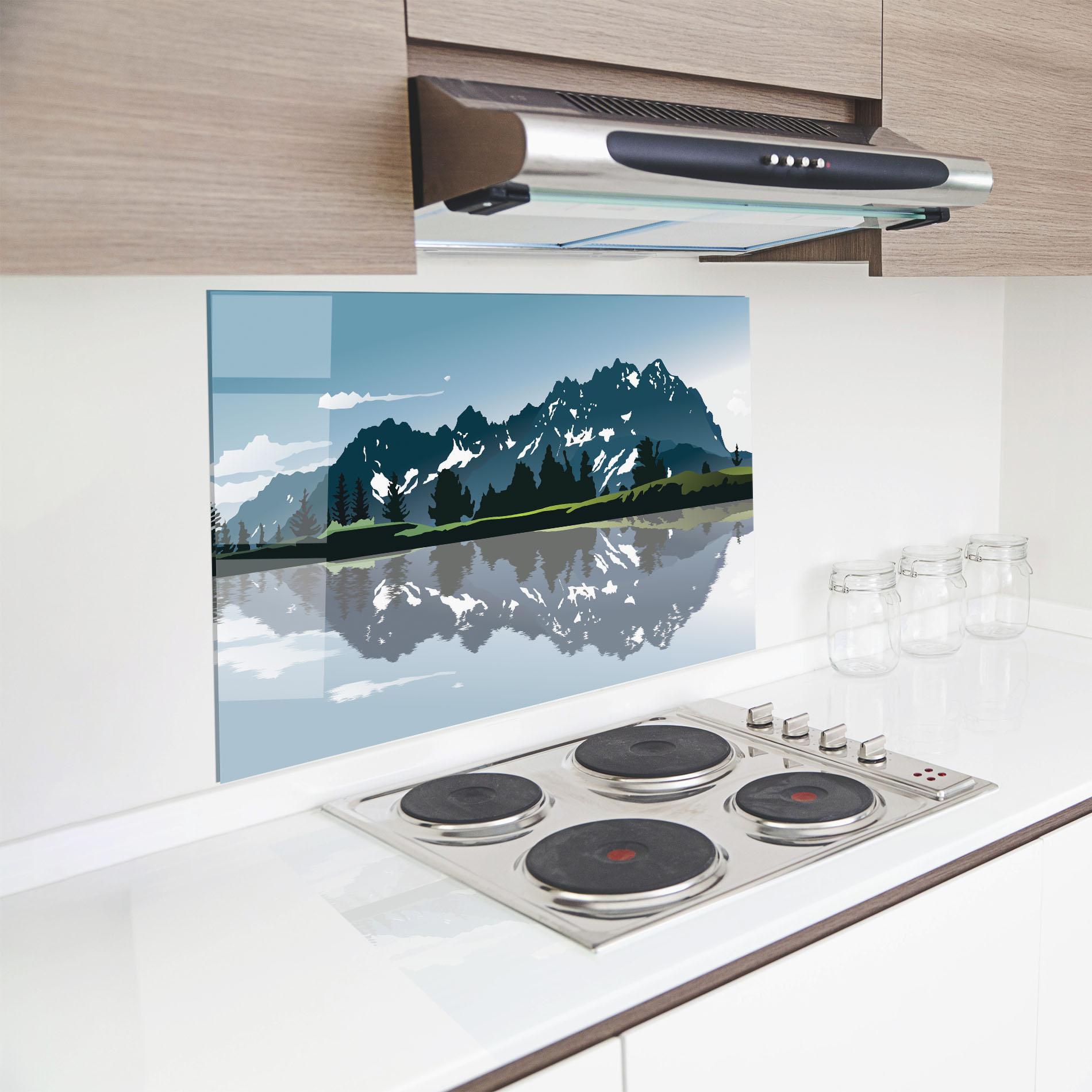 Panel Szklany do Kuchni Lake Blue Mountain mockup 8