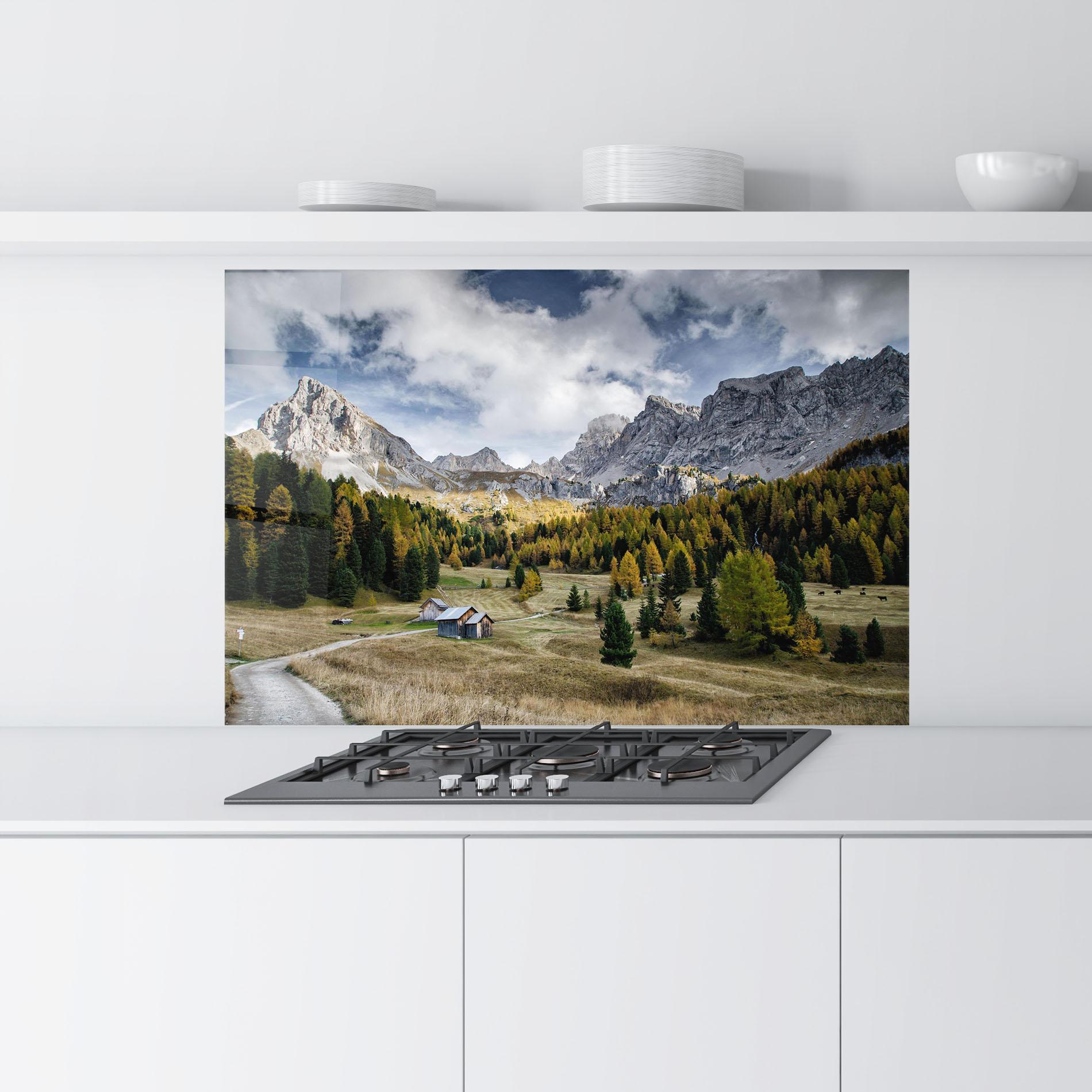 Panel Szklany do Kuchni Cloudy Mountains View mockup 9