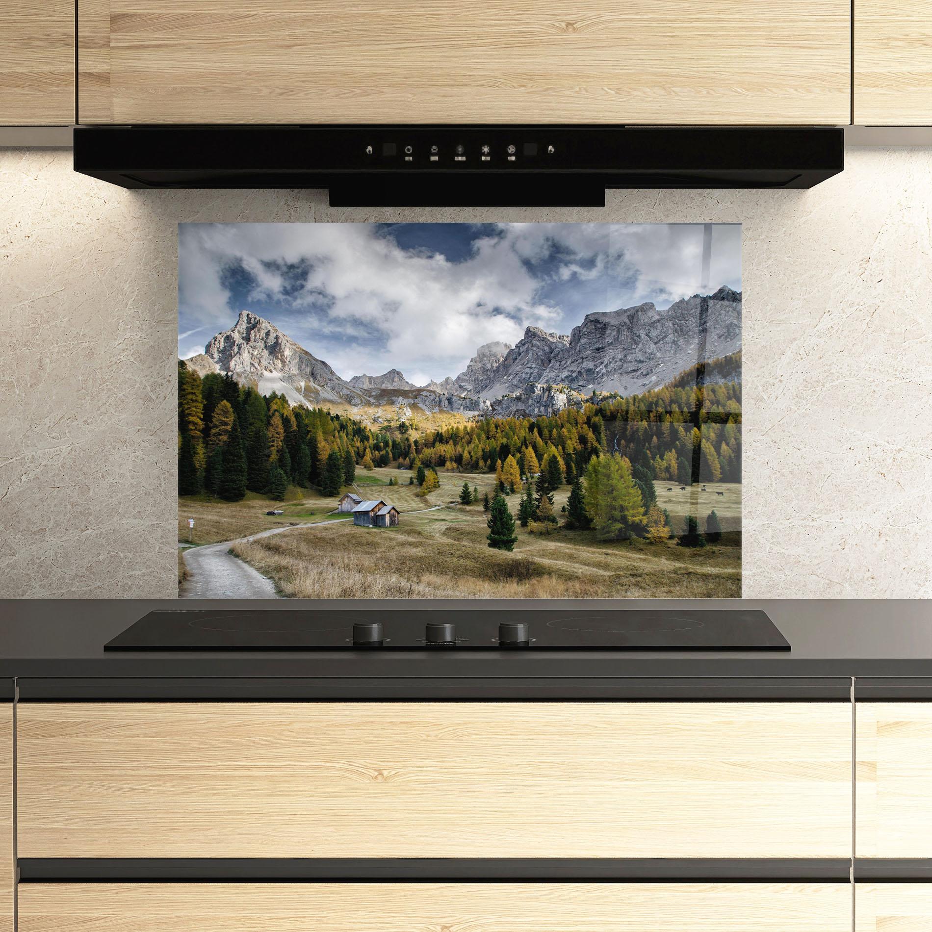 Panel Szklany do Kuchni Cloudy Mountains View mockup 3