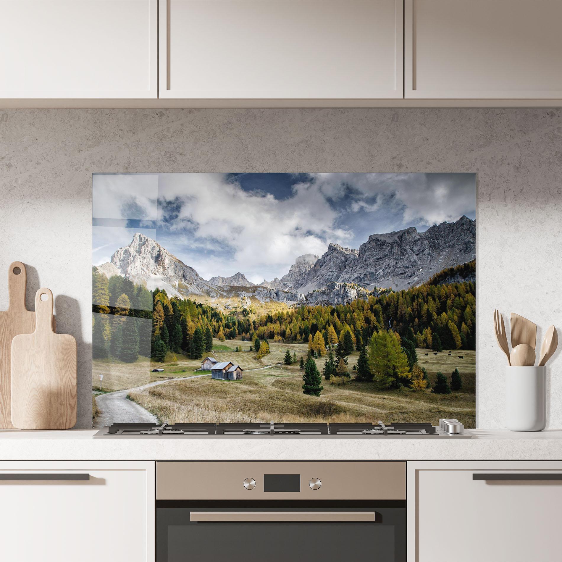 Panel Szklany do Kuchni Cloudy Mountains View mockup 7