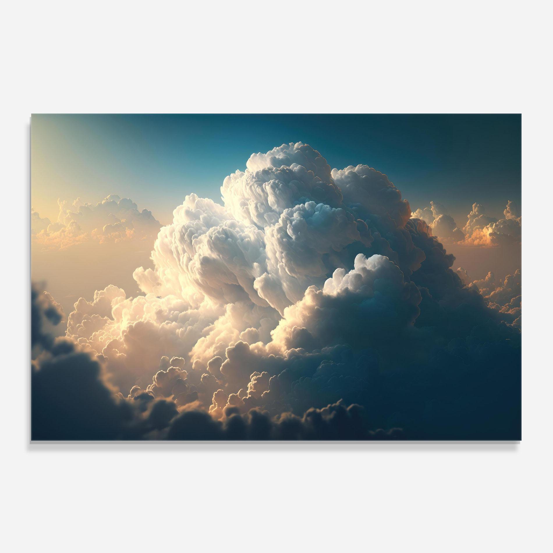 Panel Szklany do Kuchni Big Puffy Clouds mockup 0