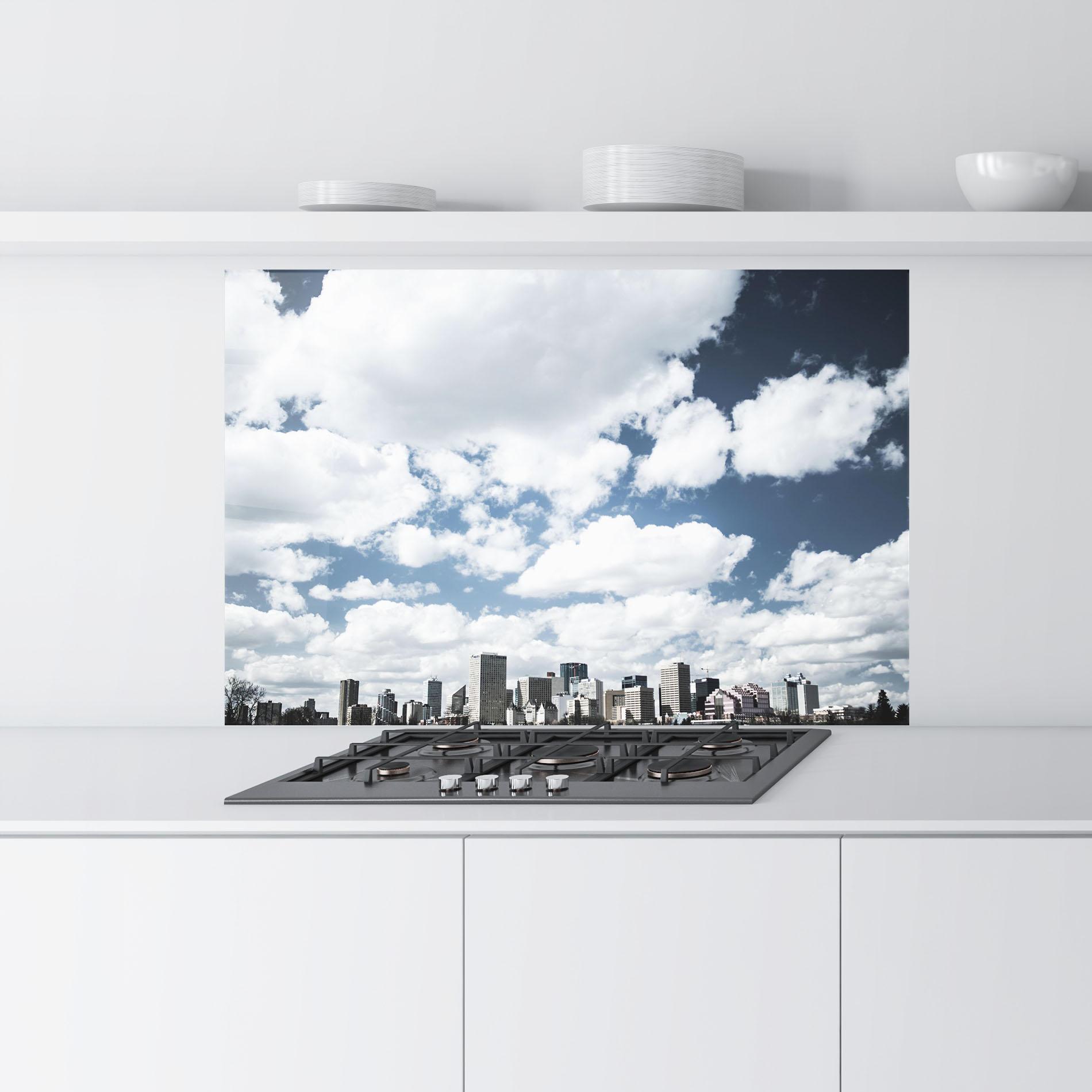 Panel Szklany do Kuchni Clouds Over City mockup 9