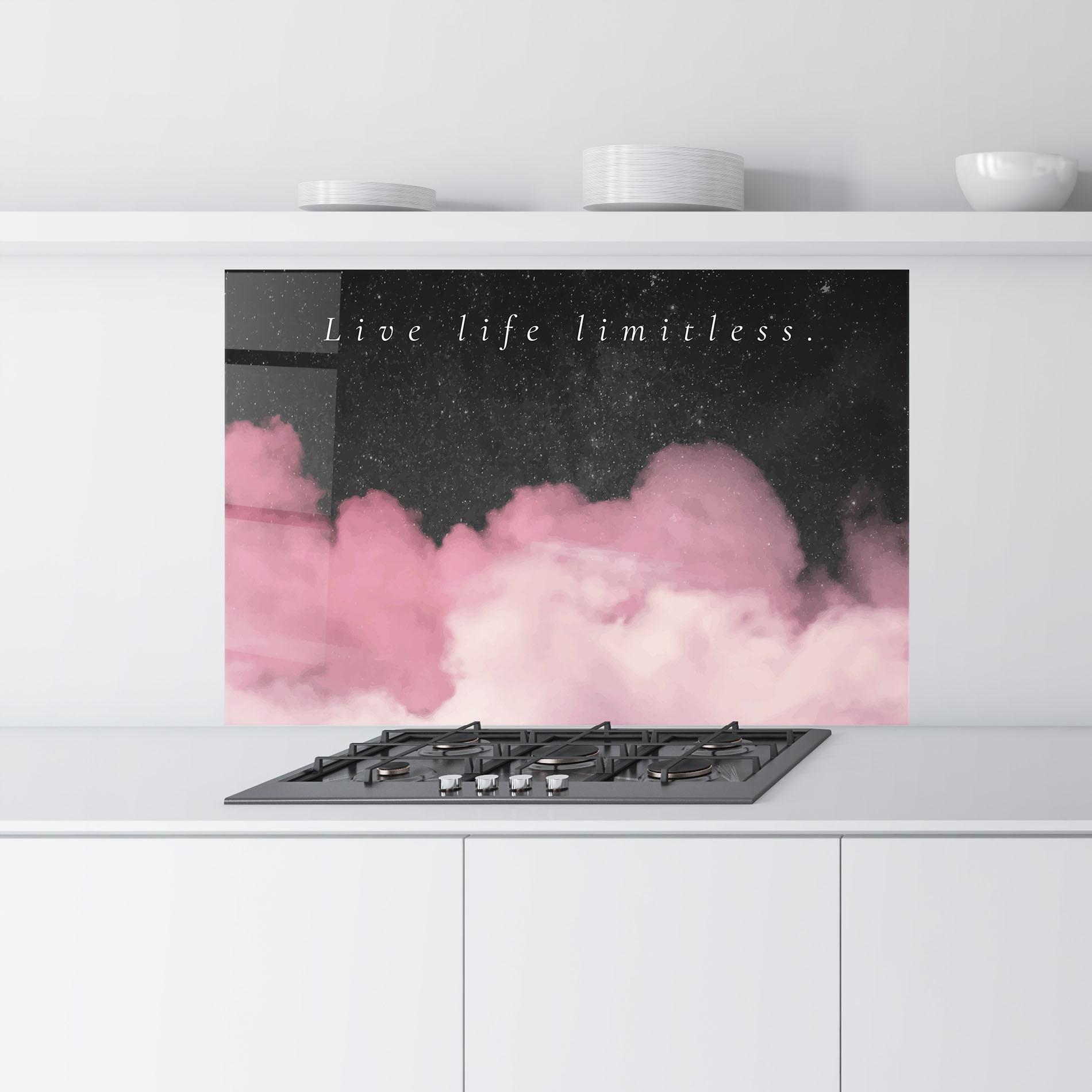 Panel Szklany do Kuchni Clouds Text Pink mockup 9