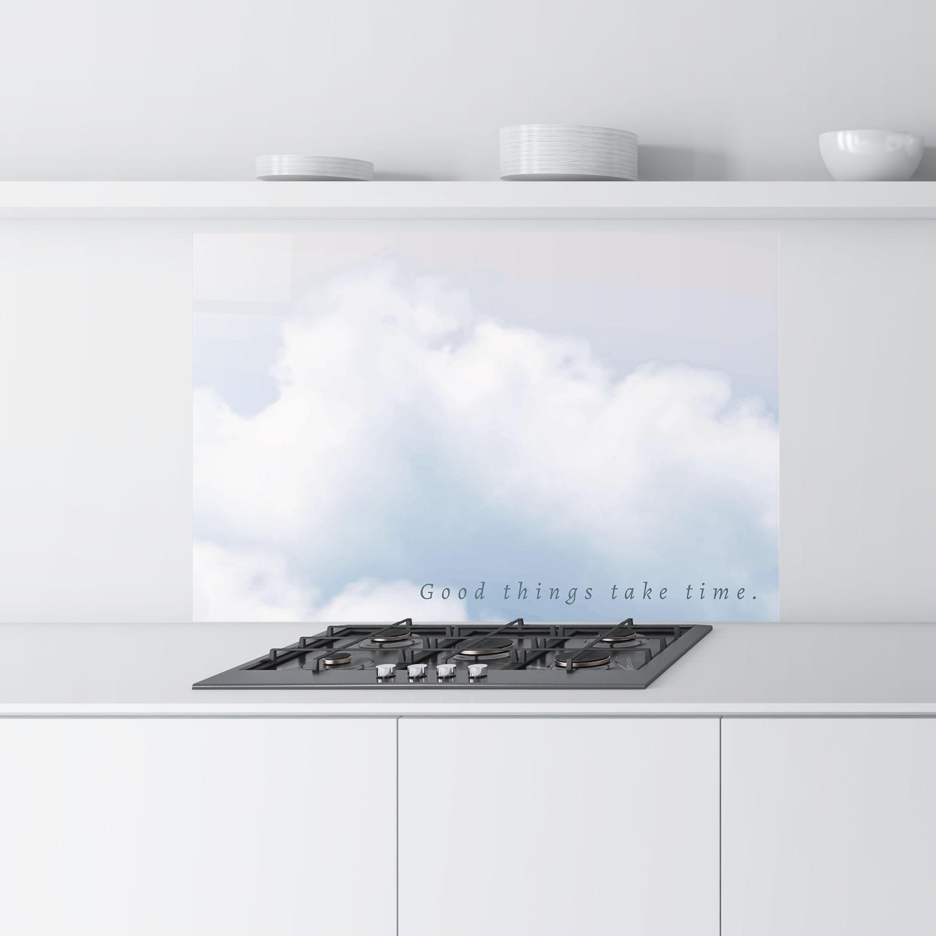 Panel Szklany do Kuchni Clouds Text White mockup 9
