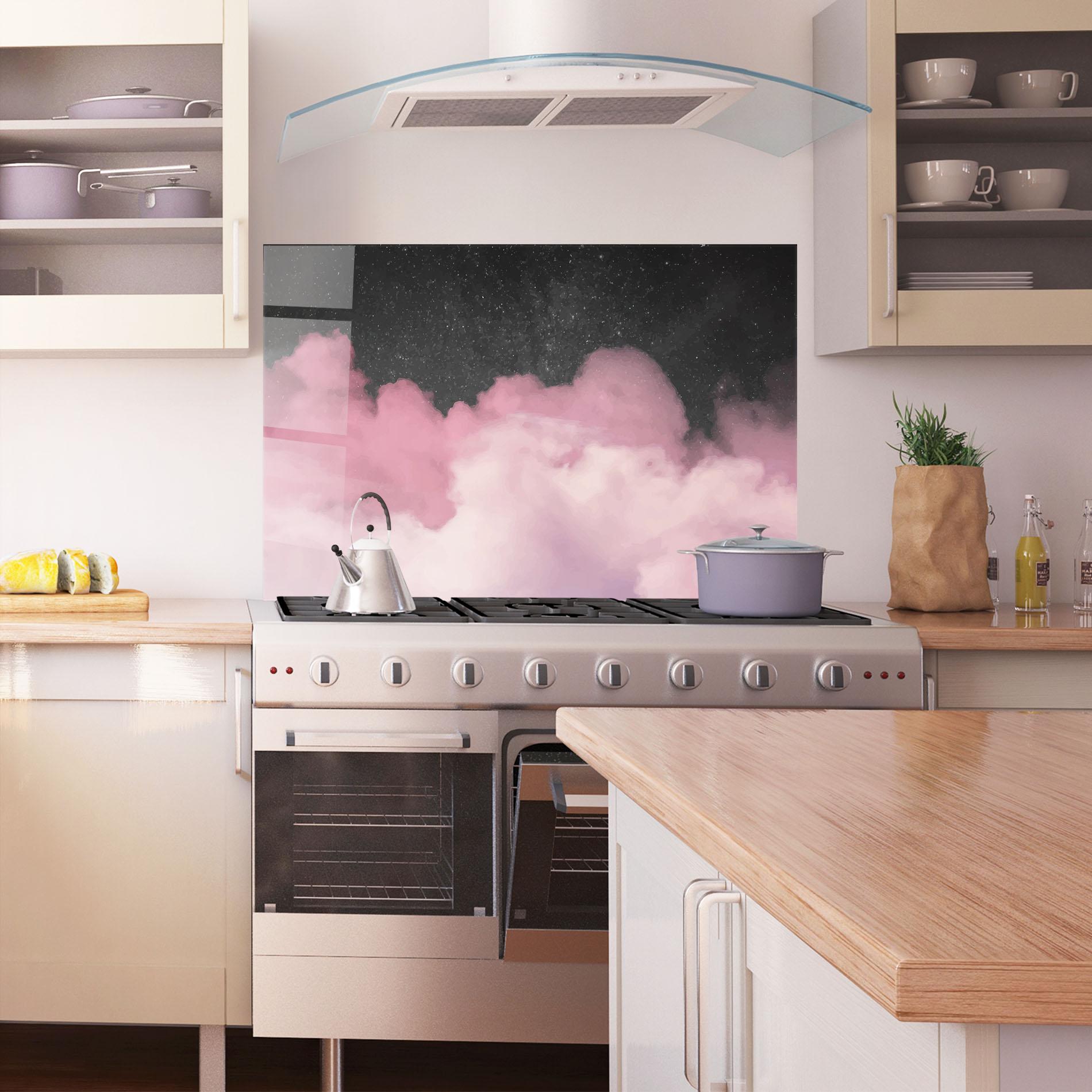 Panel Szklany do Kuchni Clouds Watercolor Purple mockup 1