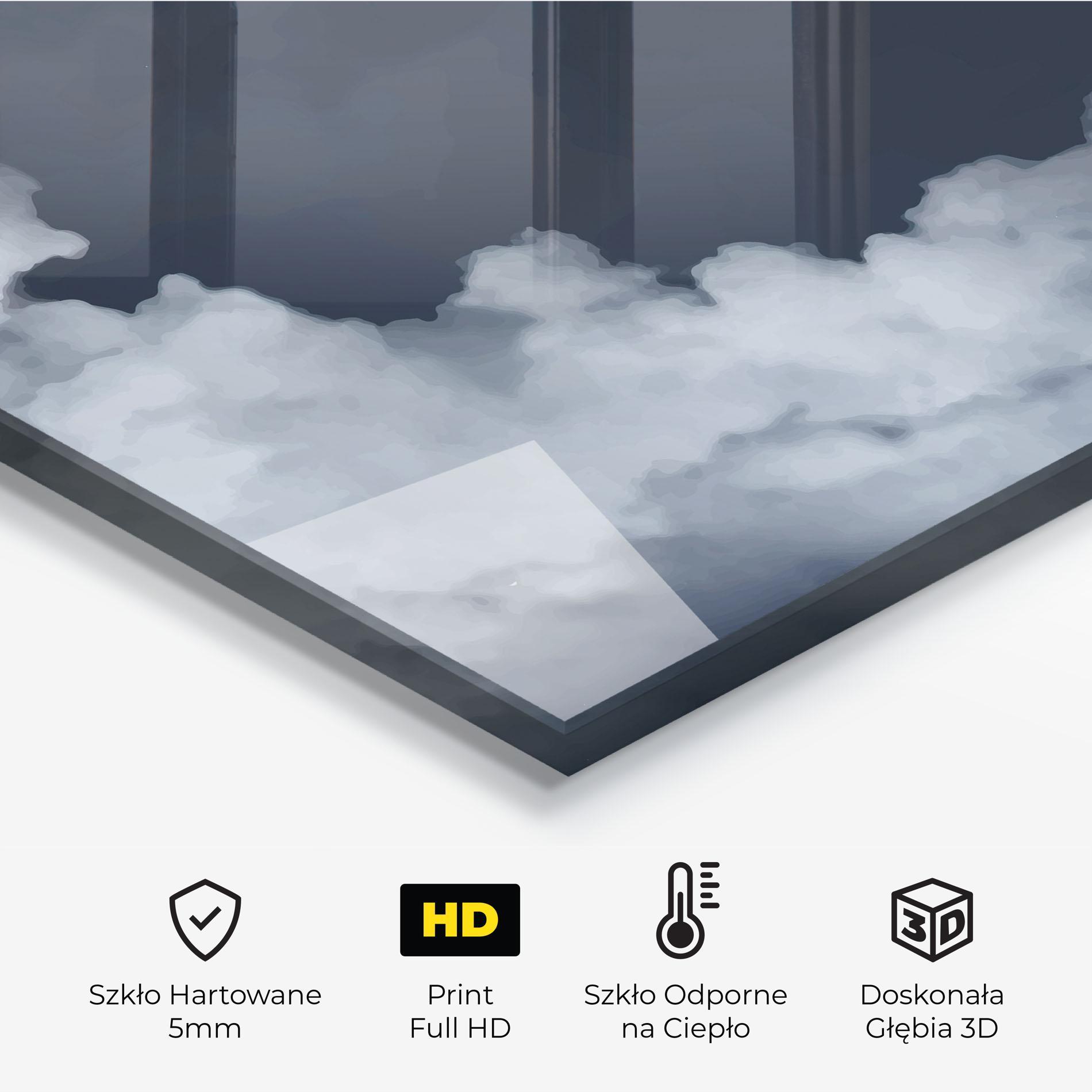 Panel Szklany do Kuchni Clouds Watercolor Black mockup 2