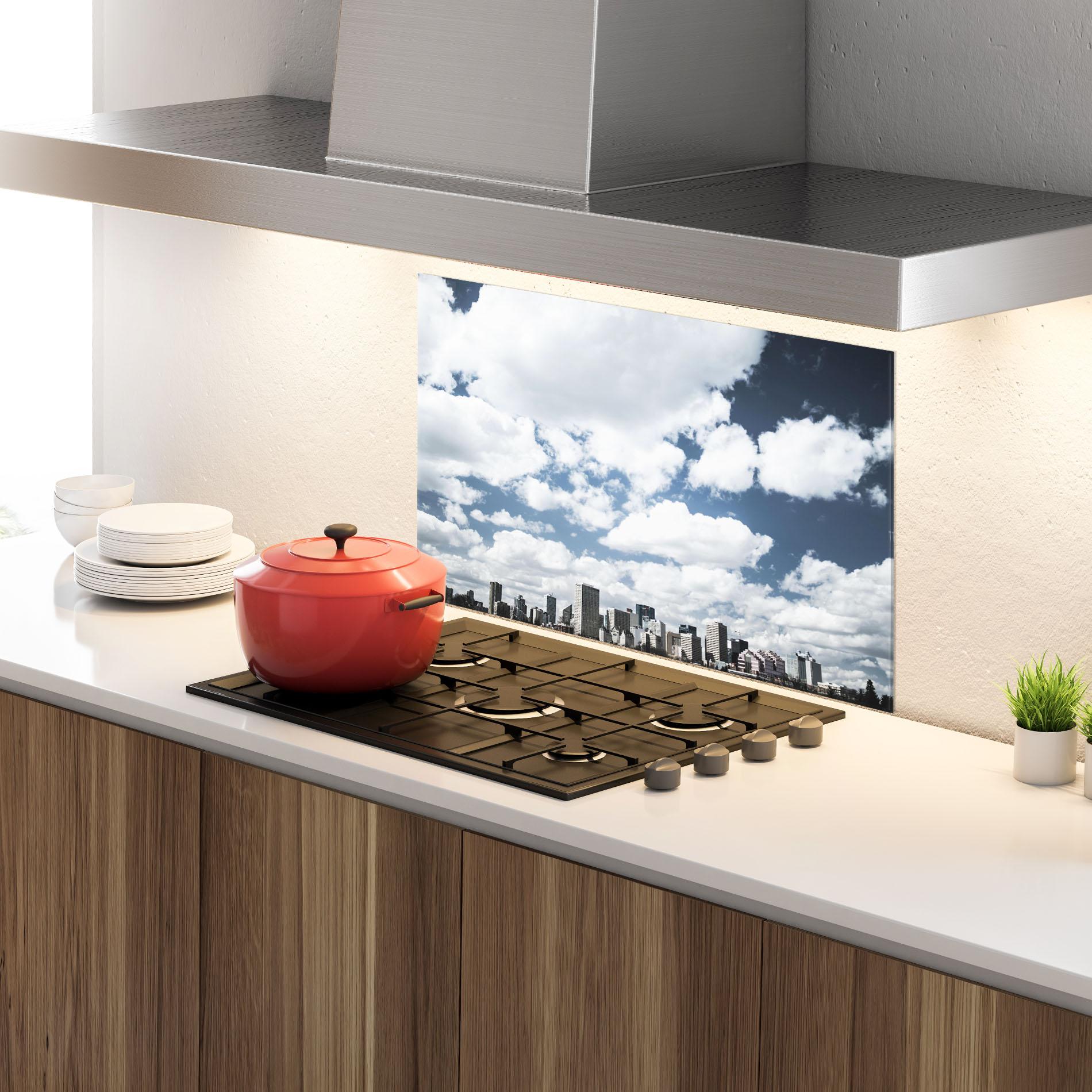 Panel Szklany do Kuchni Clouds Over City mockup 4