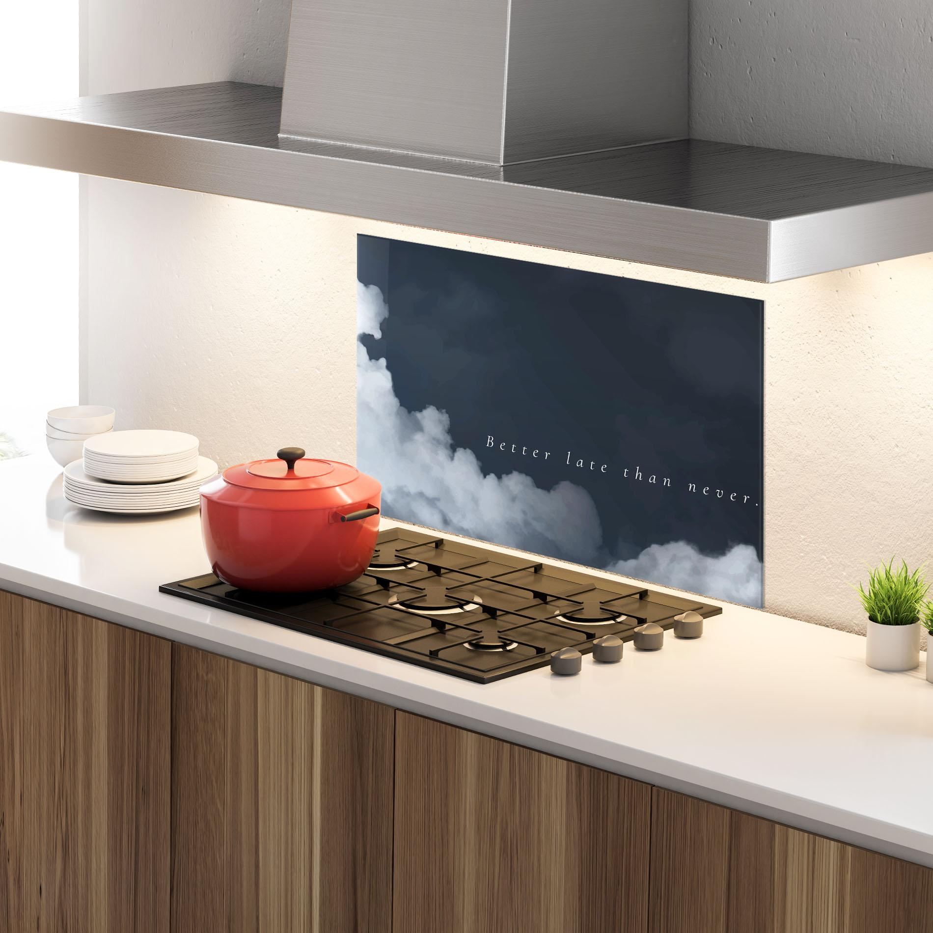 Panel Szklany do Kuchni Clouds Text Black mockup 4
