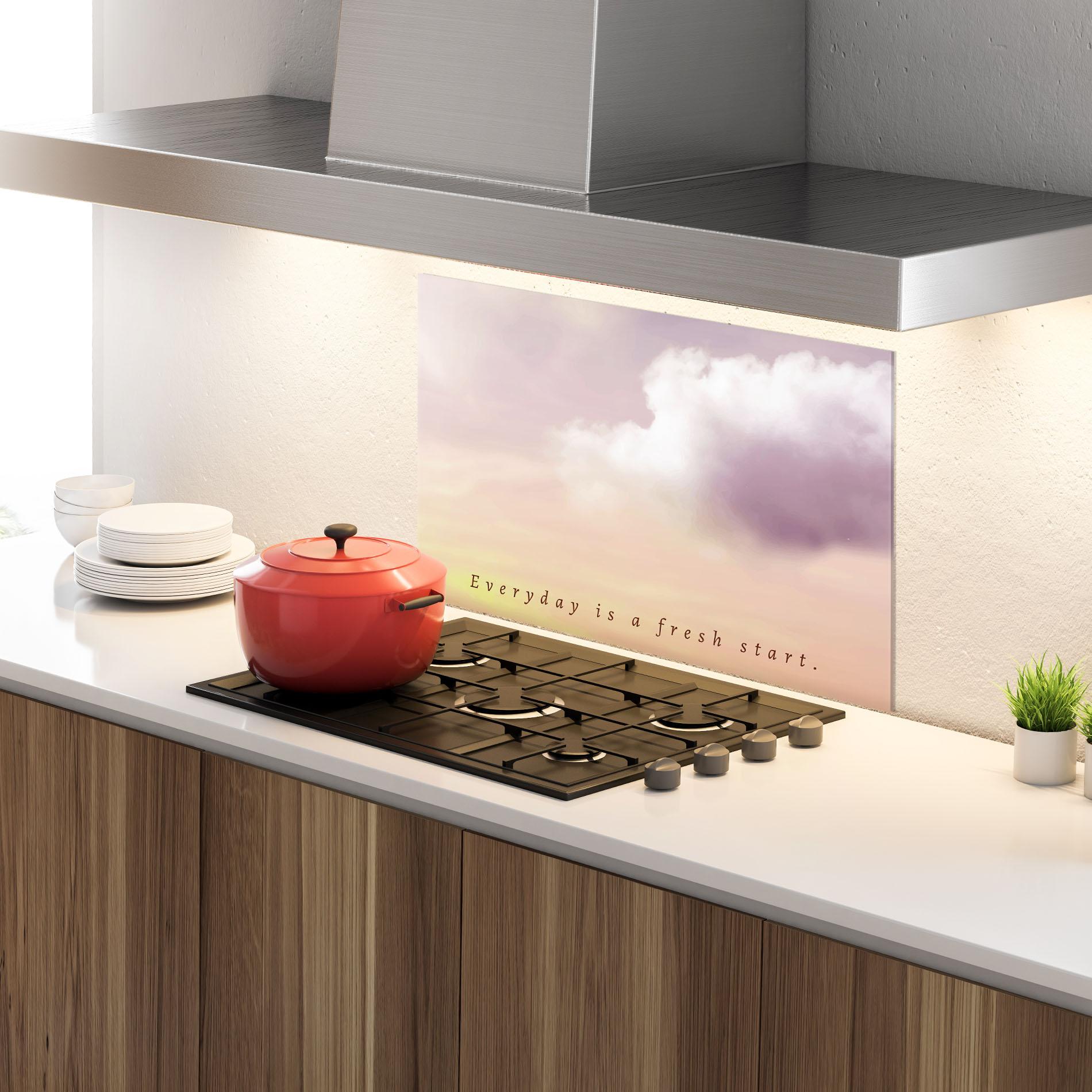 Panel Szklany do Kuchni Clouds Text Cream mockup 4