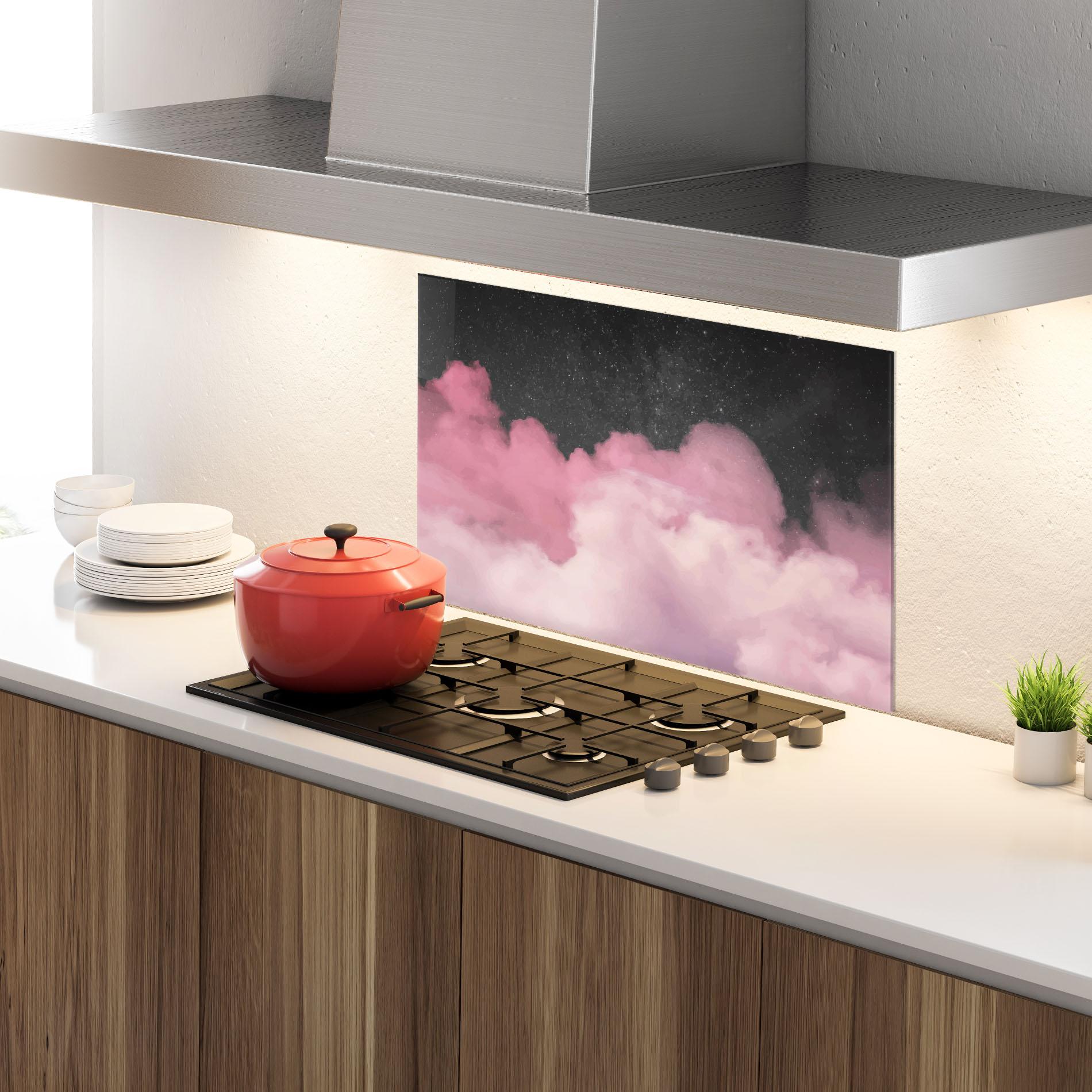Panel Szklany do Kuchni Clouds Watercolor Purple mockup 4