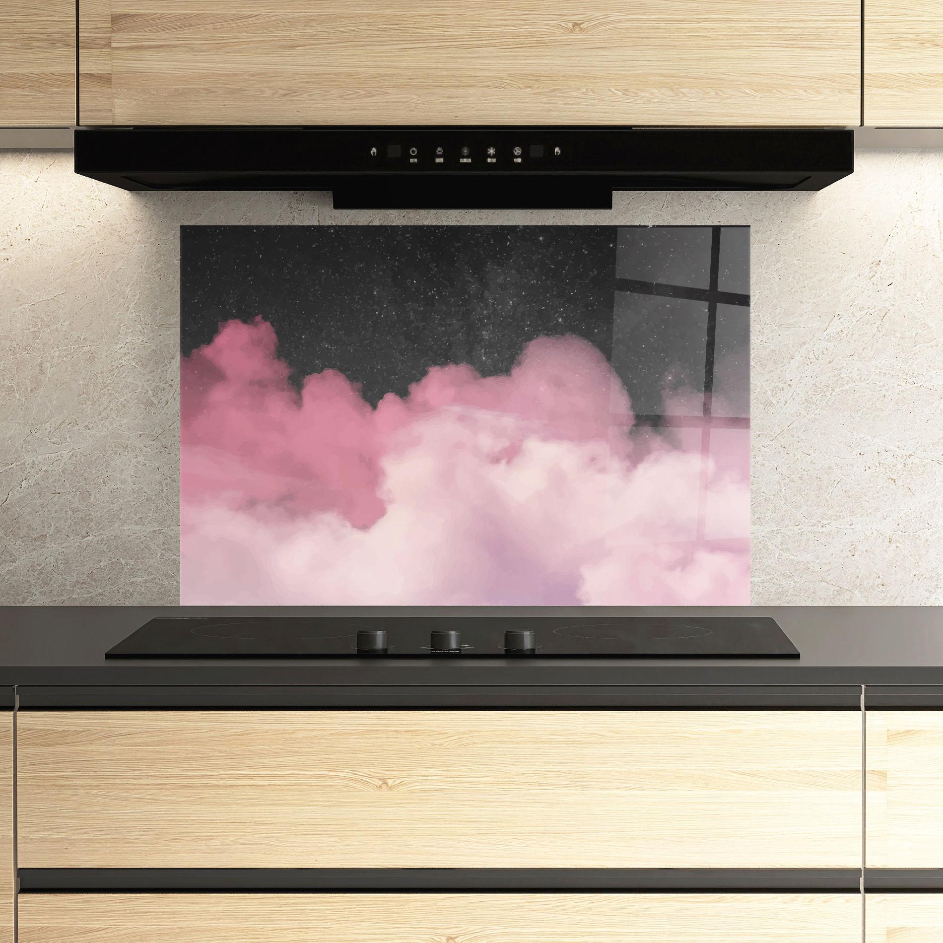 Panel Szklany do Kuchni Clouds Watercolor Purple mockup 3