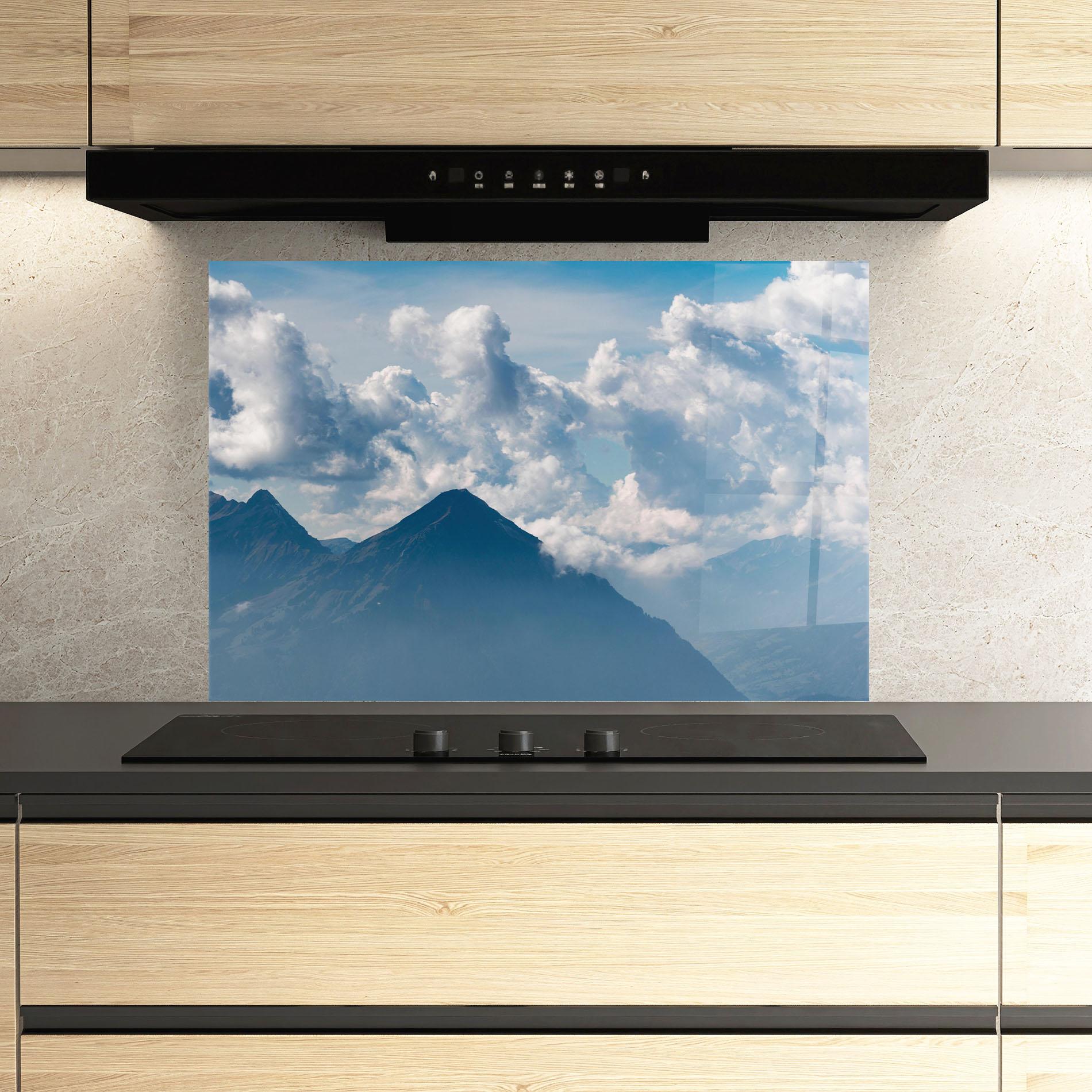 Panel Szklany do Kuchni Cloudy View Mountain mockup 3