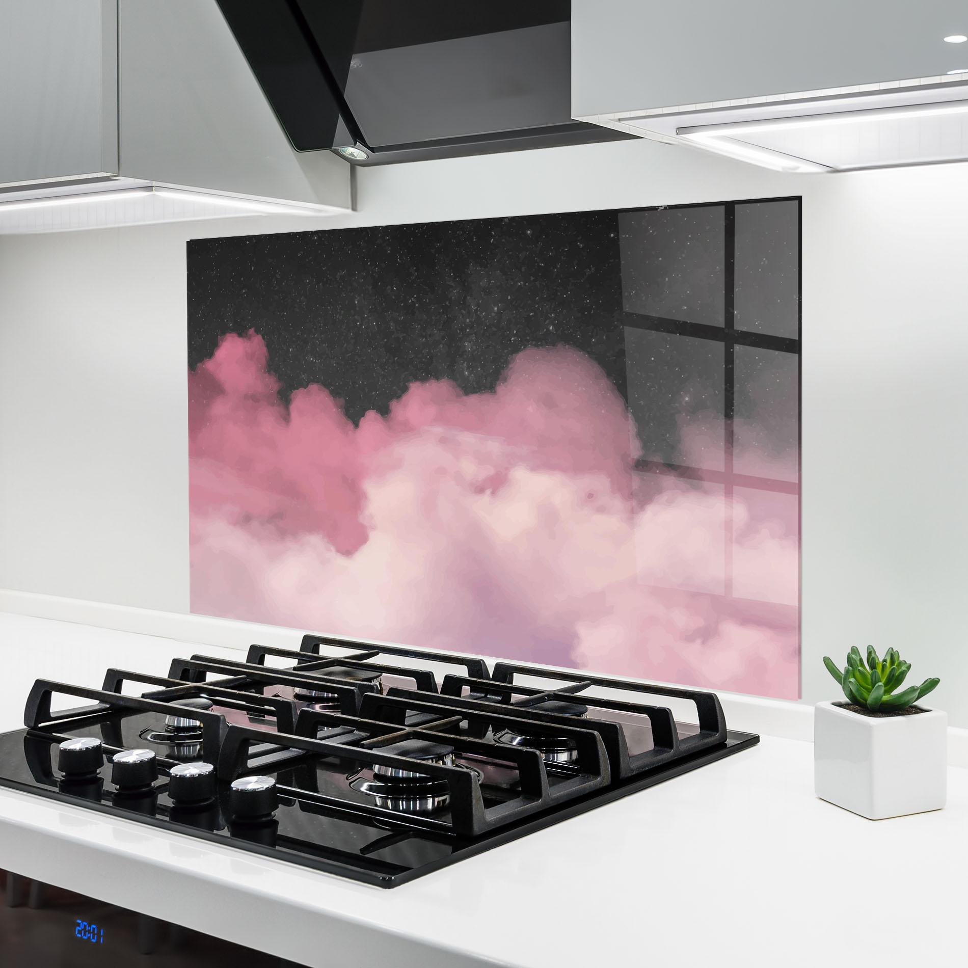 Panel Szklany do Kuchni Clouds Watercolor Purple mockup 6