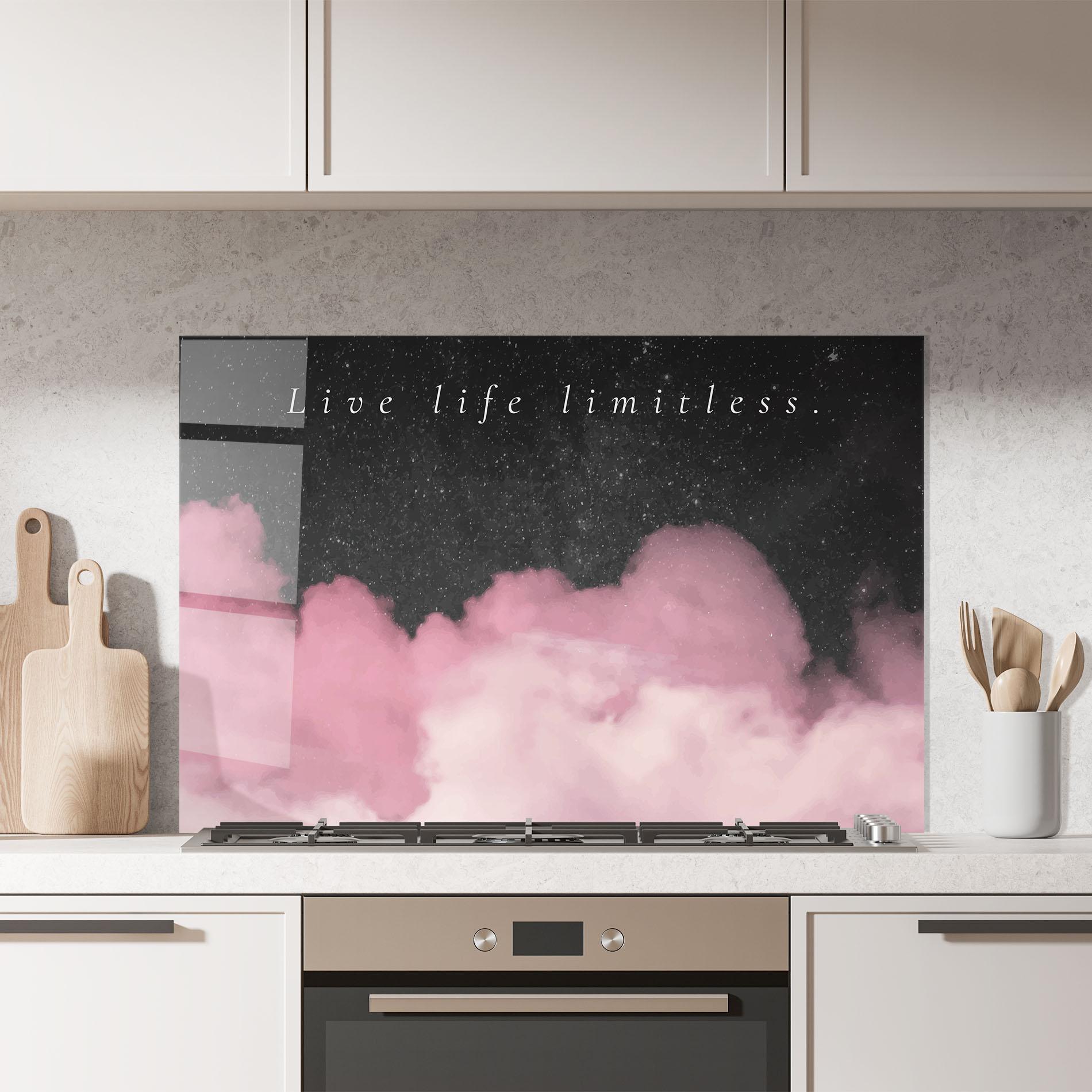 Panel Szklany do Kuchni Clouds Text Pink mockup 7