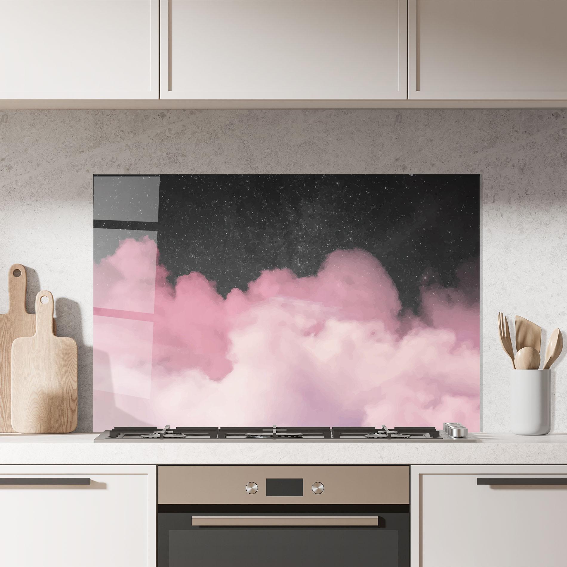 Panel Szklany do Kuchni Clouds Watercolor Purple mockup 7