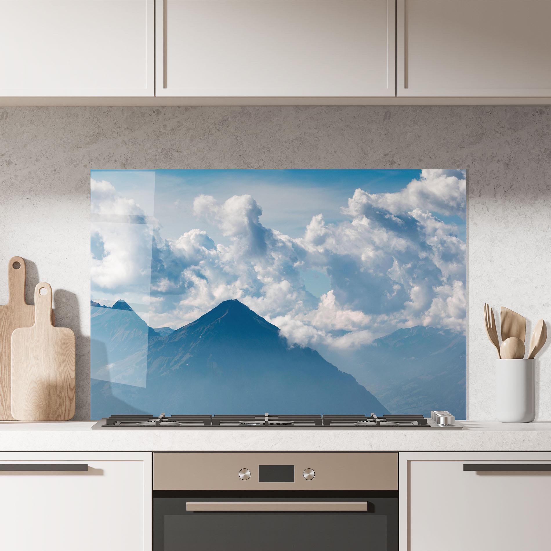 Panel Szklany do Kuchni Cloudy View Mountain mockup 7