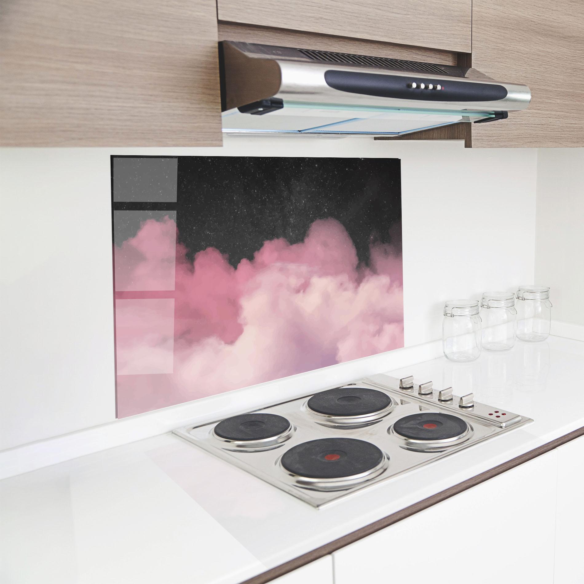 Panel Szklany do Kuchni Clouds Watercolor Purple mockup 8