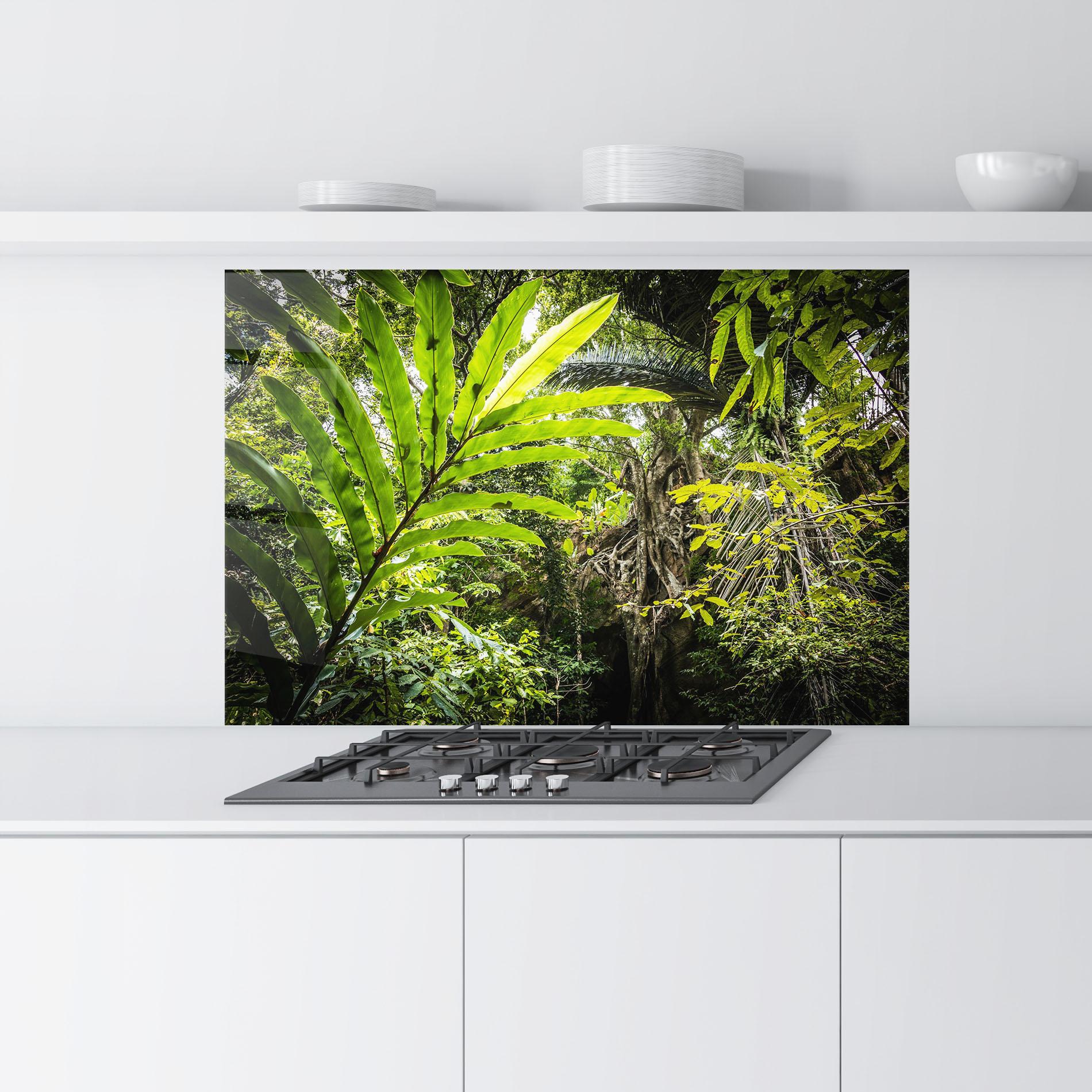 Panel Szklany do Kuchni Big Leaf Forest mockup 9