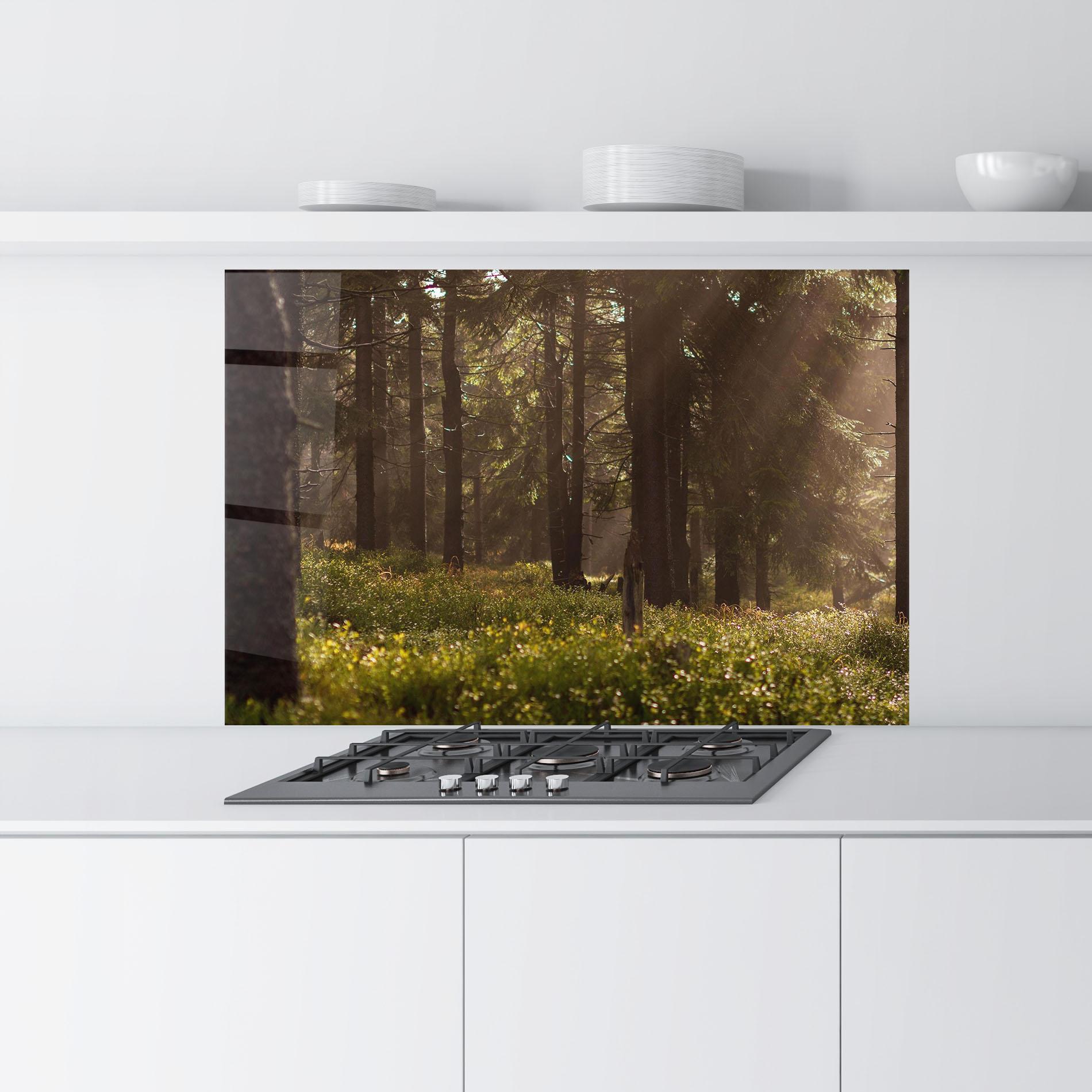 Panel Szklany do Kuchni Daylight Forest mockup 9