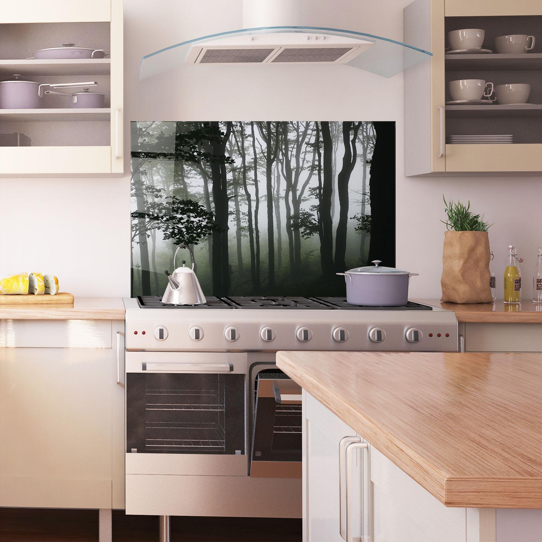 Panel Szklany do Kuchni Foggy Black Tree mockup 1