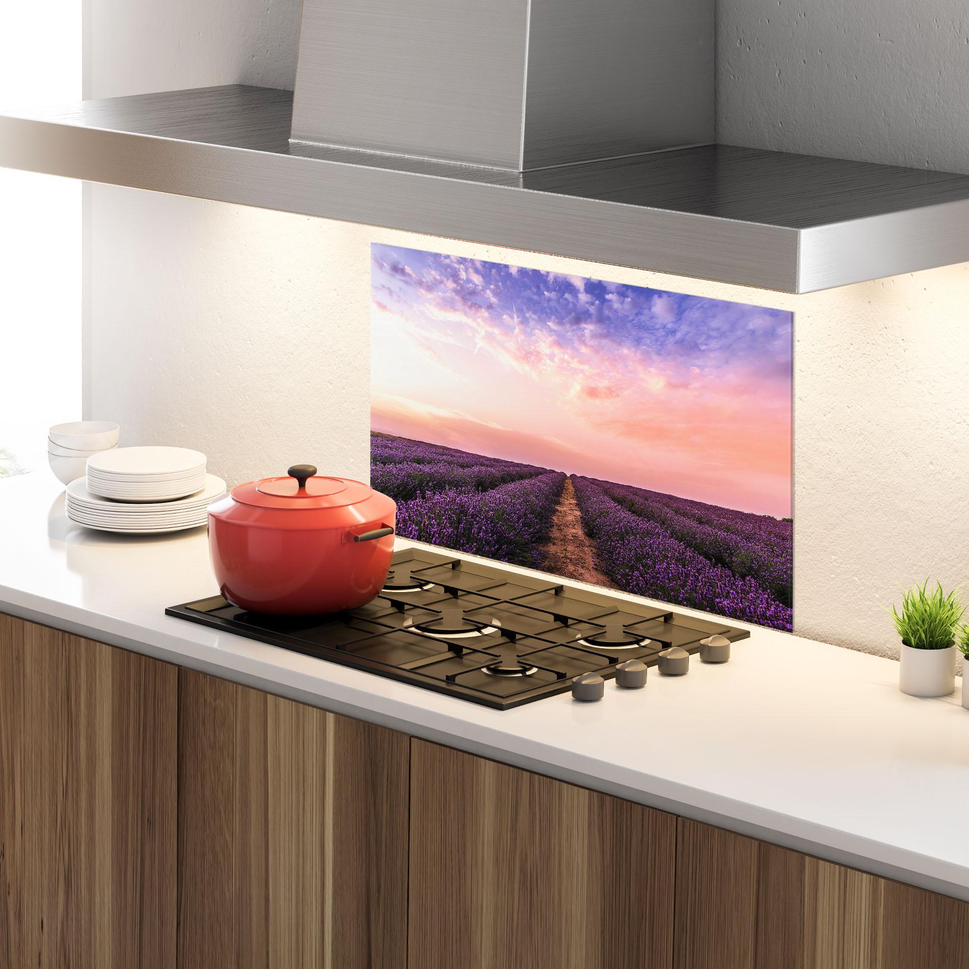 Panel Szklany do Kuchni Lavender Field mockup 4