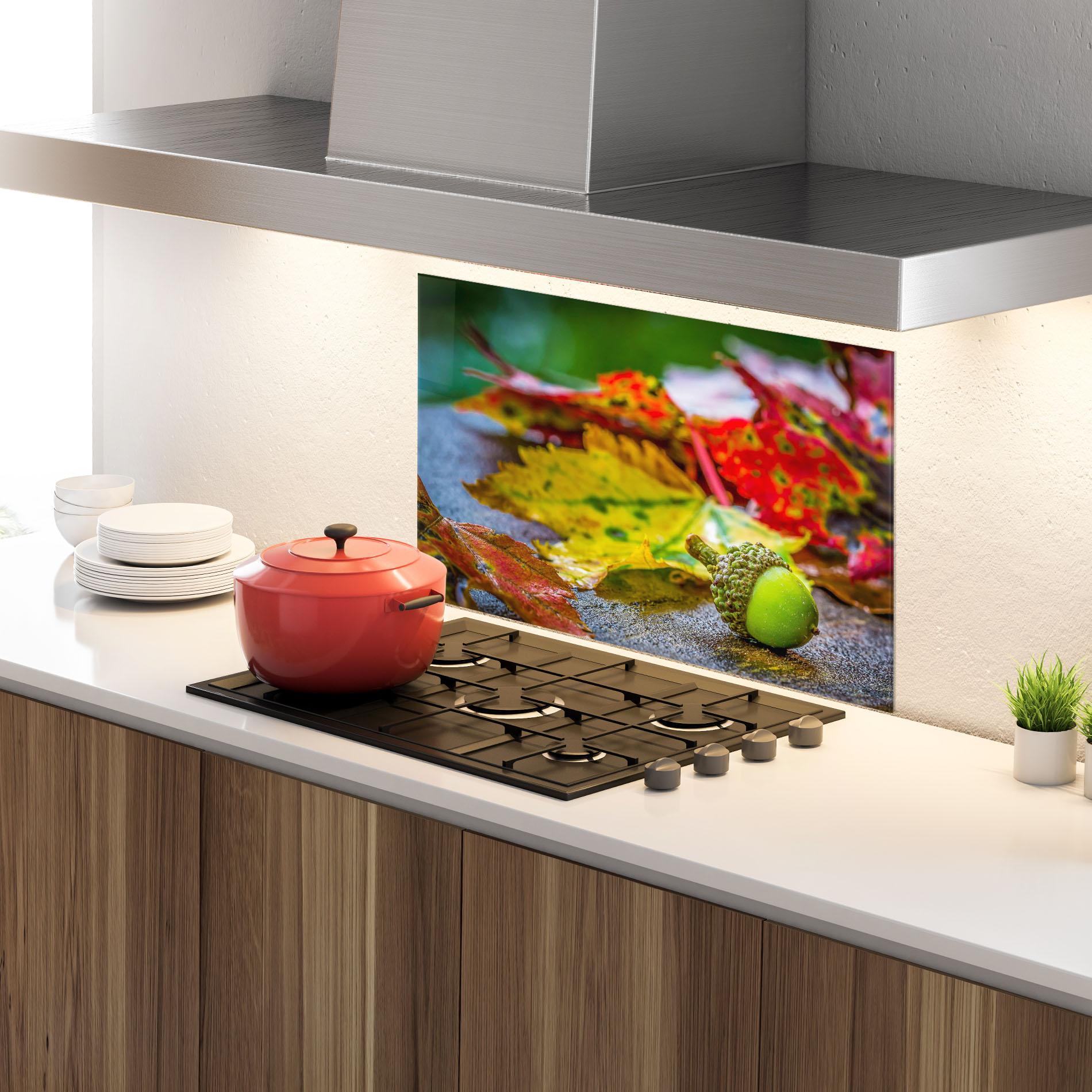 Panel Szklany do Kuchni Leaf Color Forest mockup 4