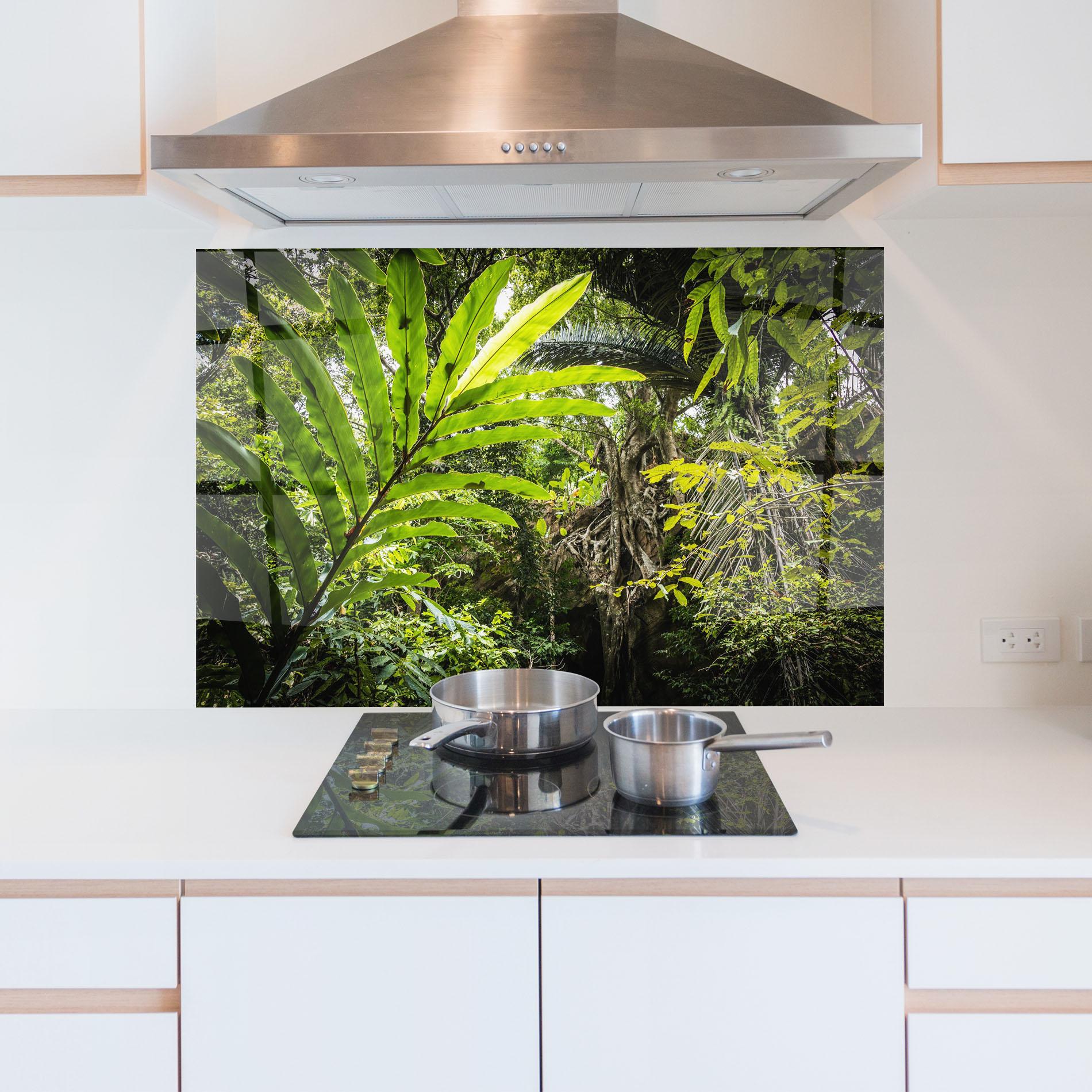 Panel Szklany do Kuchni Big Leaf Forest mockup 5