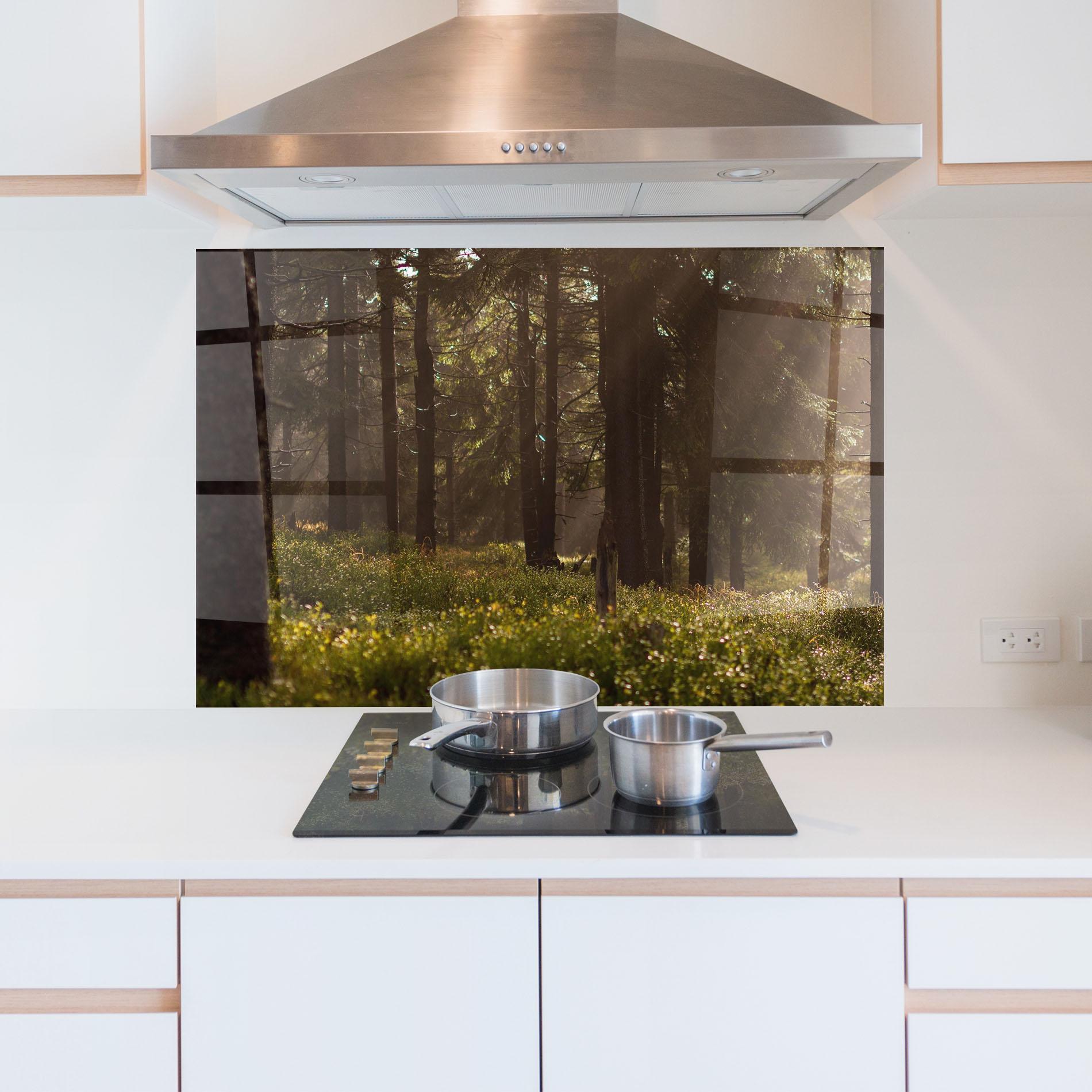 Panel Szklany do Kuchni Daylight Forest mockup 5