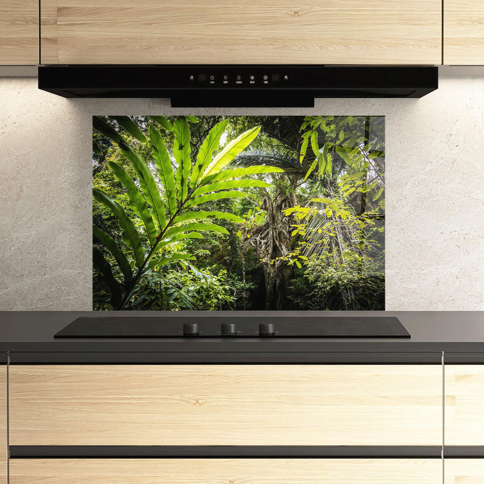 Panel Szklany do Kuchni Big Leaf Forest mockup 3