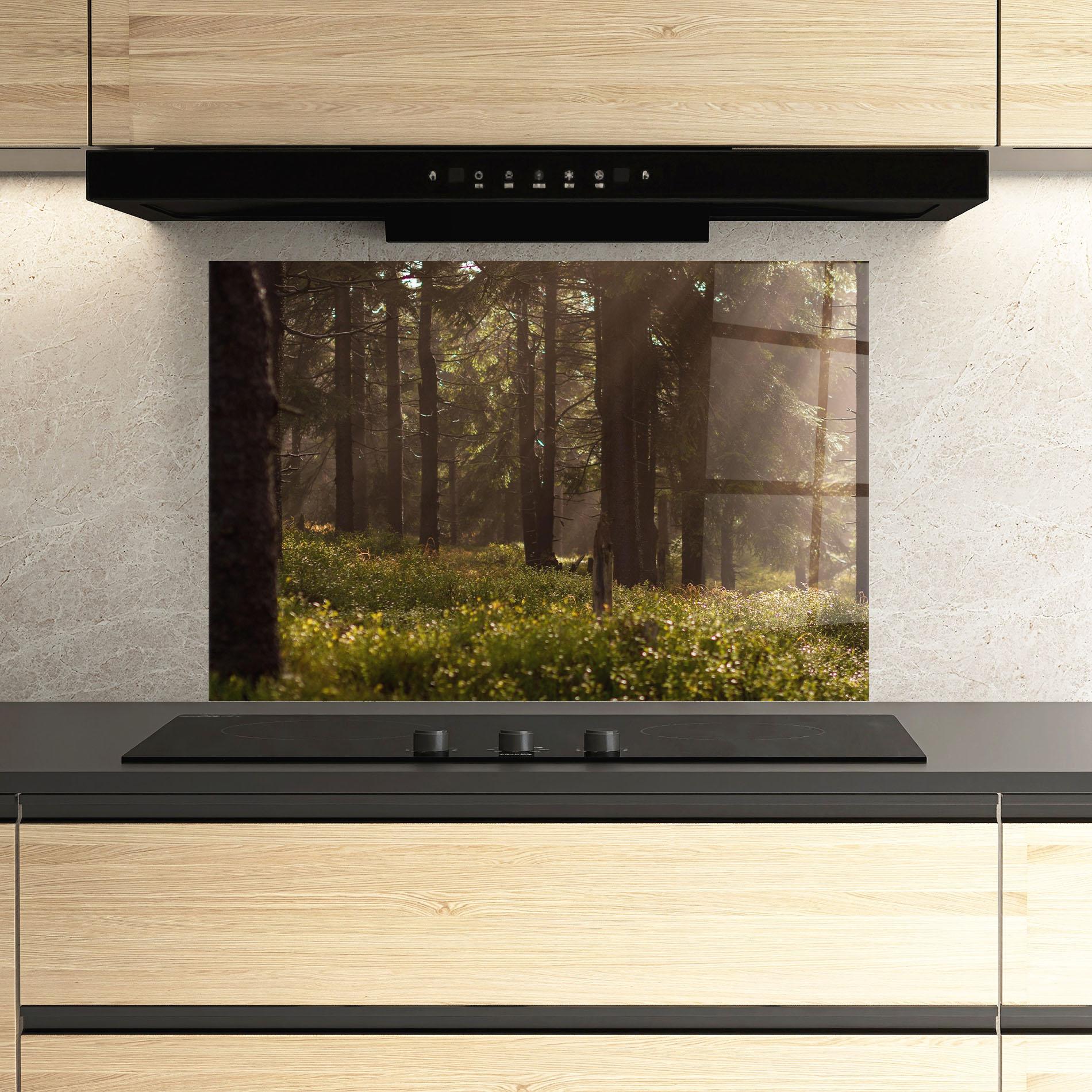 Panel Szklany do Kuchni Daylight Forest mockup 3