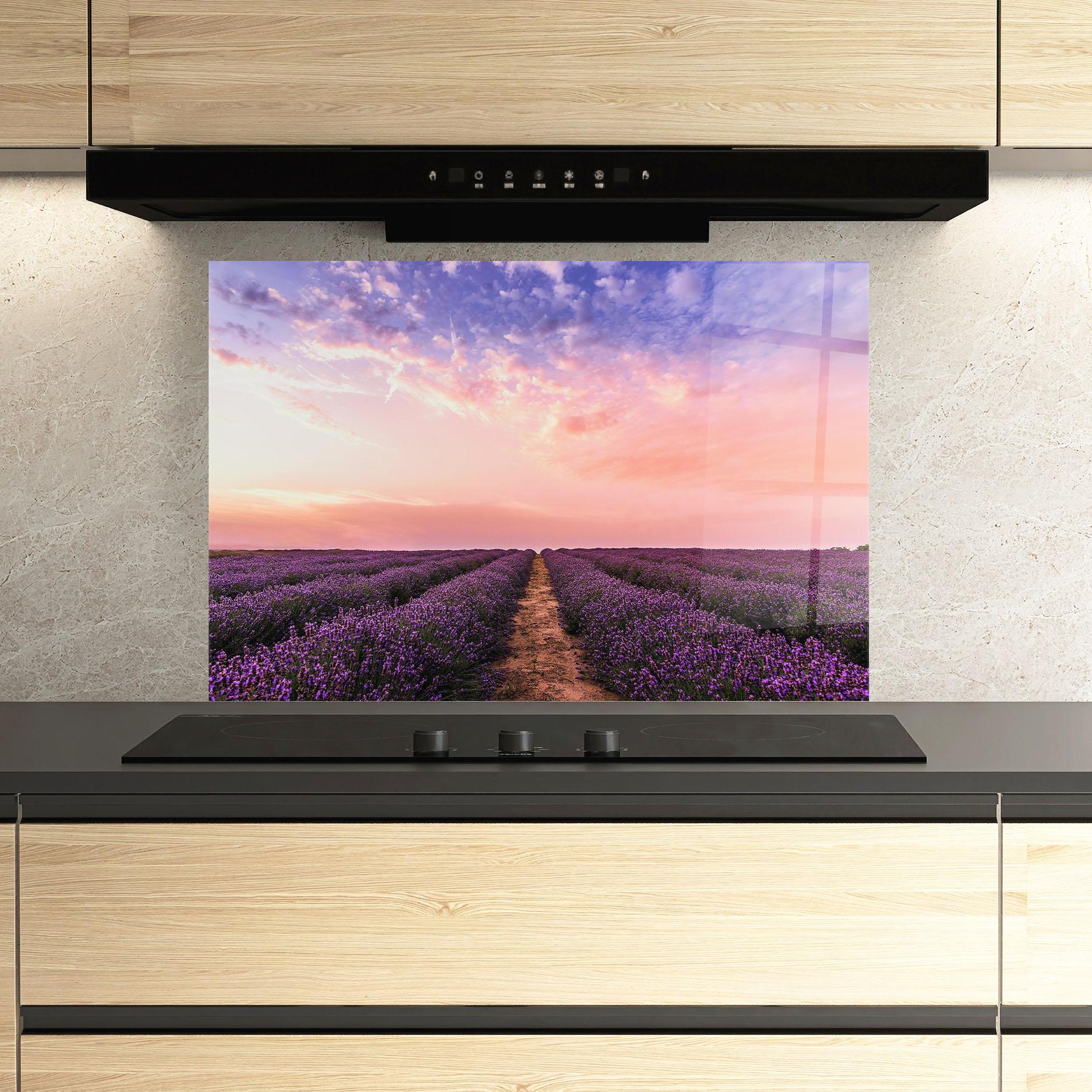 Panel Szklany do Kuchni Lavender Field mockup 3