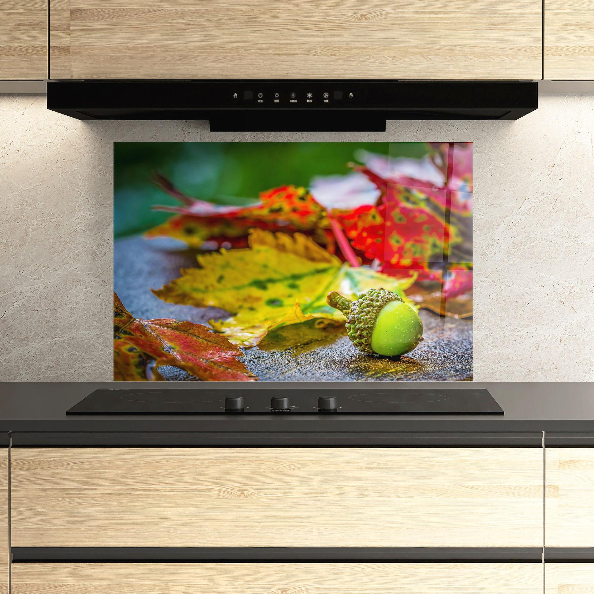Panel Szklany do Kuchni Leaf Color Forest mockup 3