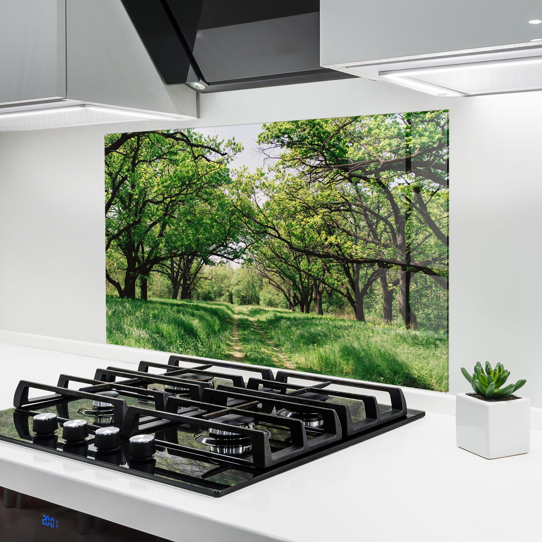Panel Szklany do Kuchni Forest Green Path mockup 6