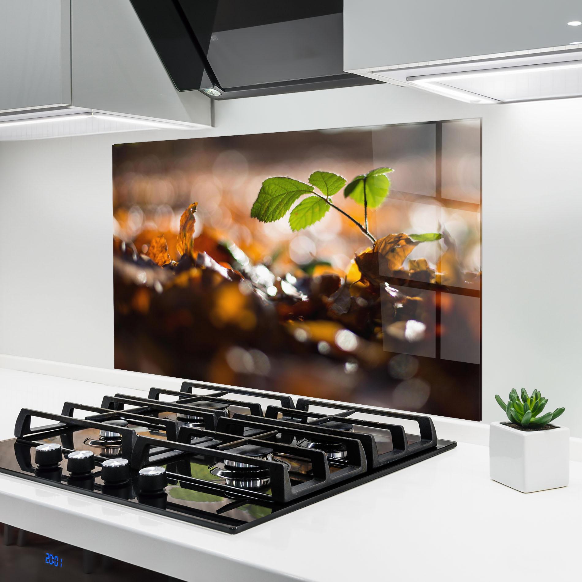 Panel Szklany do Kuchni Green Leaf Autumn mockup 6