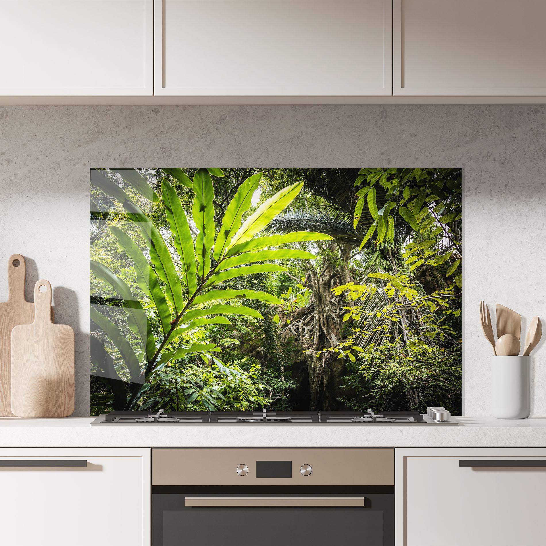 Panel Szklany do Kuchni Big Leaf Forest mockup 7