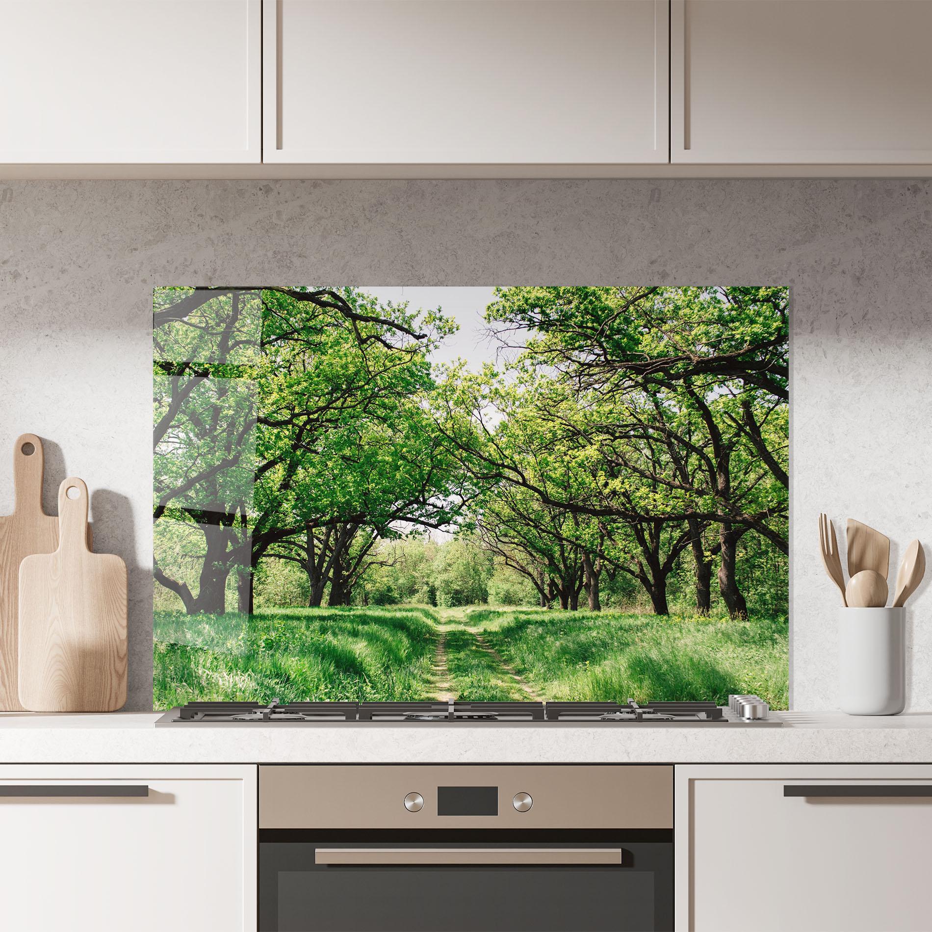 Panel Szklany do Kuchni Forest Green Path mockup 7