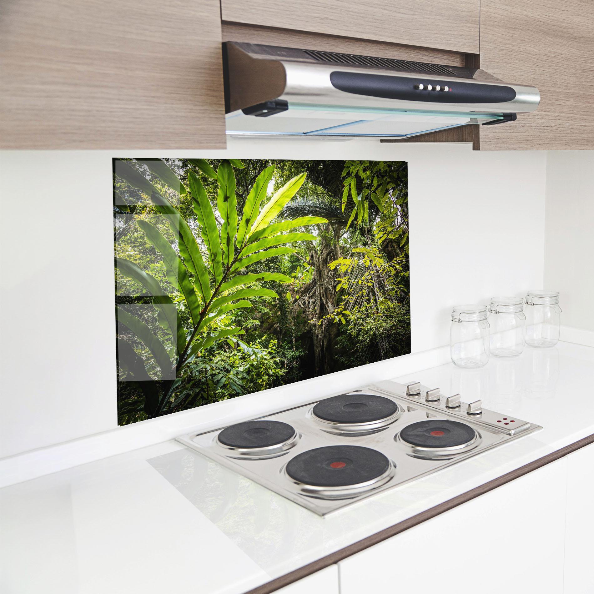 Panel Szklany do Kuchni Big Leaf Forest mockup 8
