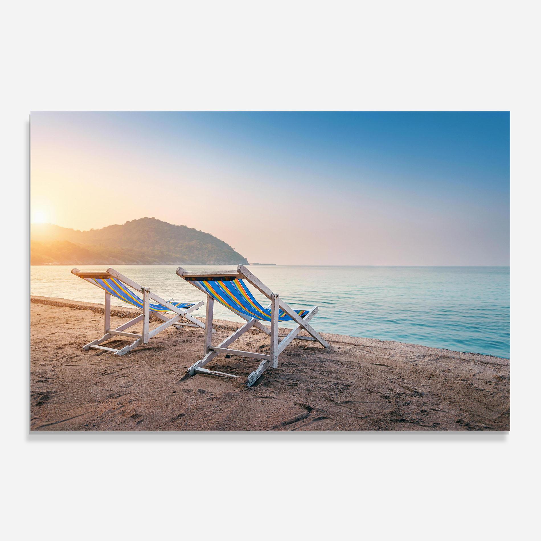 Panel Szklany do Kuchni Colorful Beach Chairs mockup 0