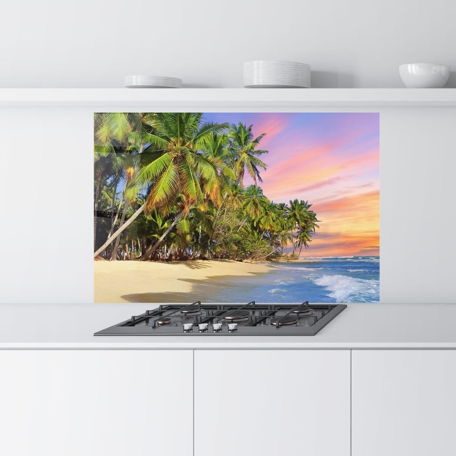 Panel Szklany do Kuchni Coconut Tree Sunset mockup 9